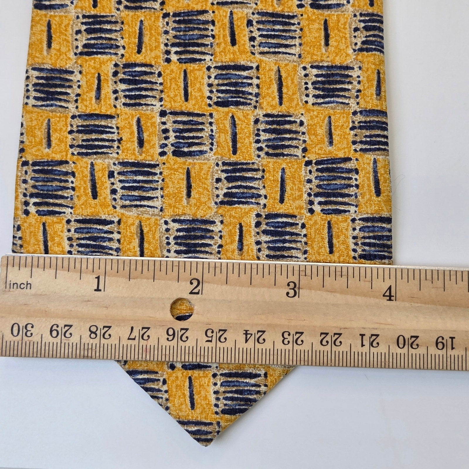 Ermenegildo Zegna Silk Tie Gold Navy Geometric 4" Italy