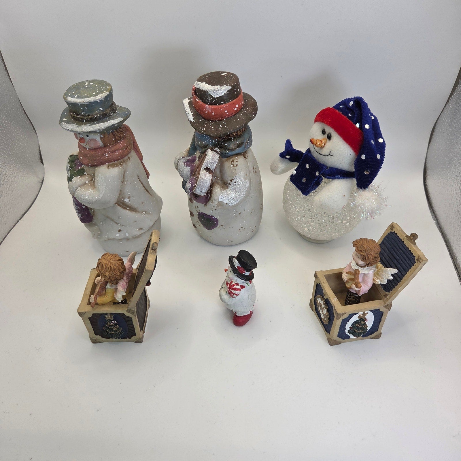 Lot of 6 Snowman & Angel Christmas Figurines Holiday Decor