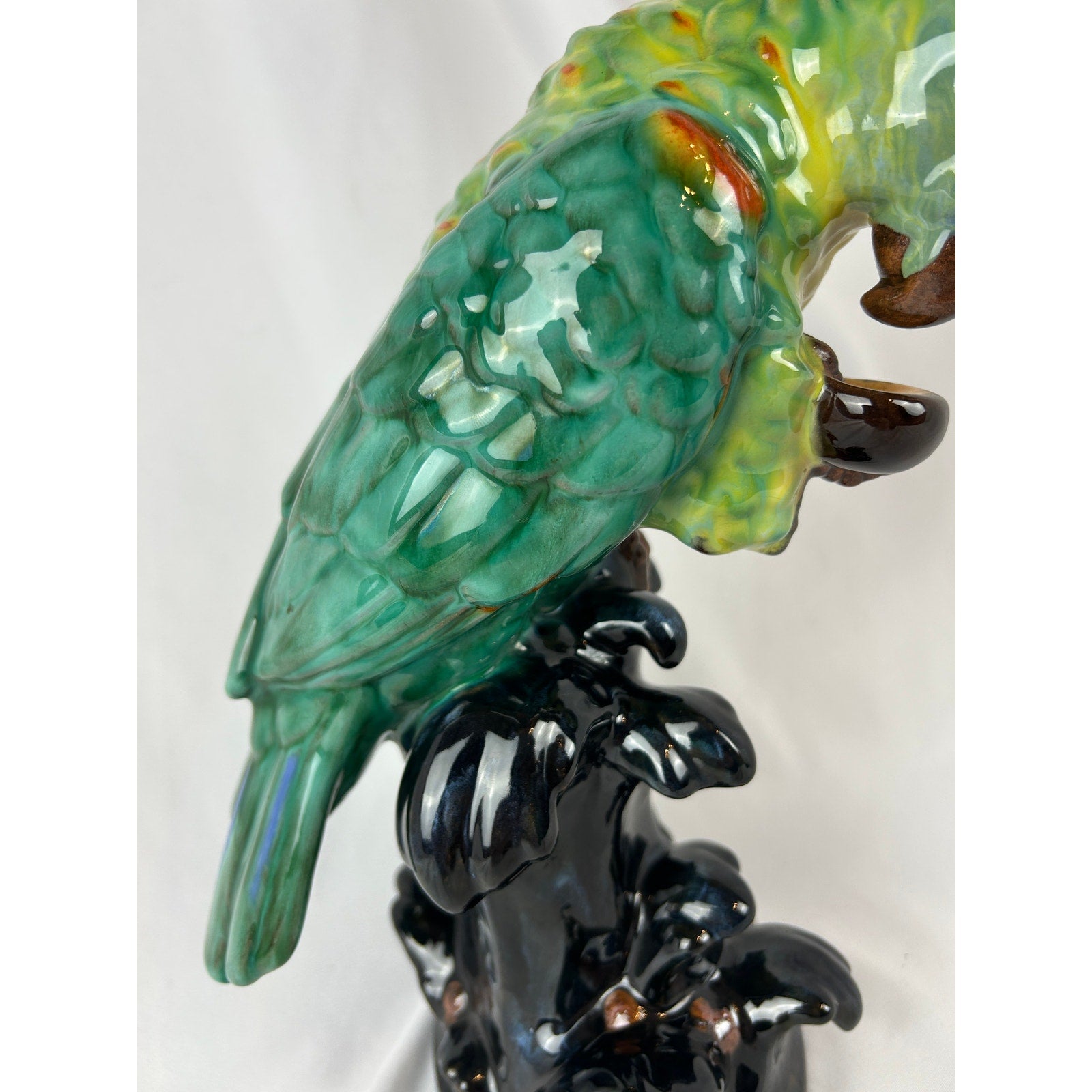 Vintage Austrian Gmundner Keramik GK Mark Parrot Statue Art Pottery Figurine 11”