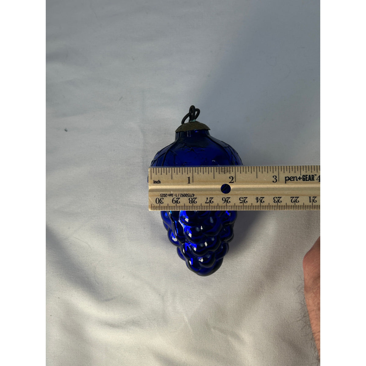 Antique 1800s German Kugel Cobalt Blue Grape Cluster Glass Christmas Ornament 4"