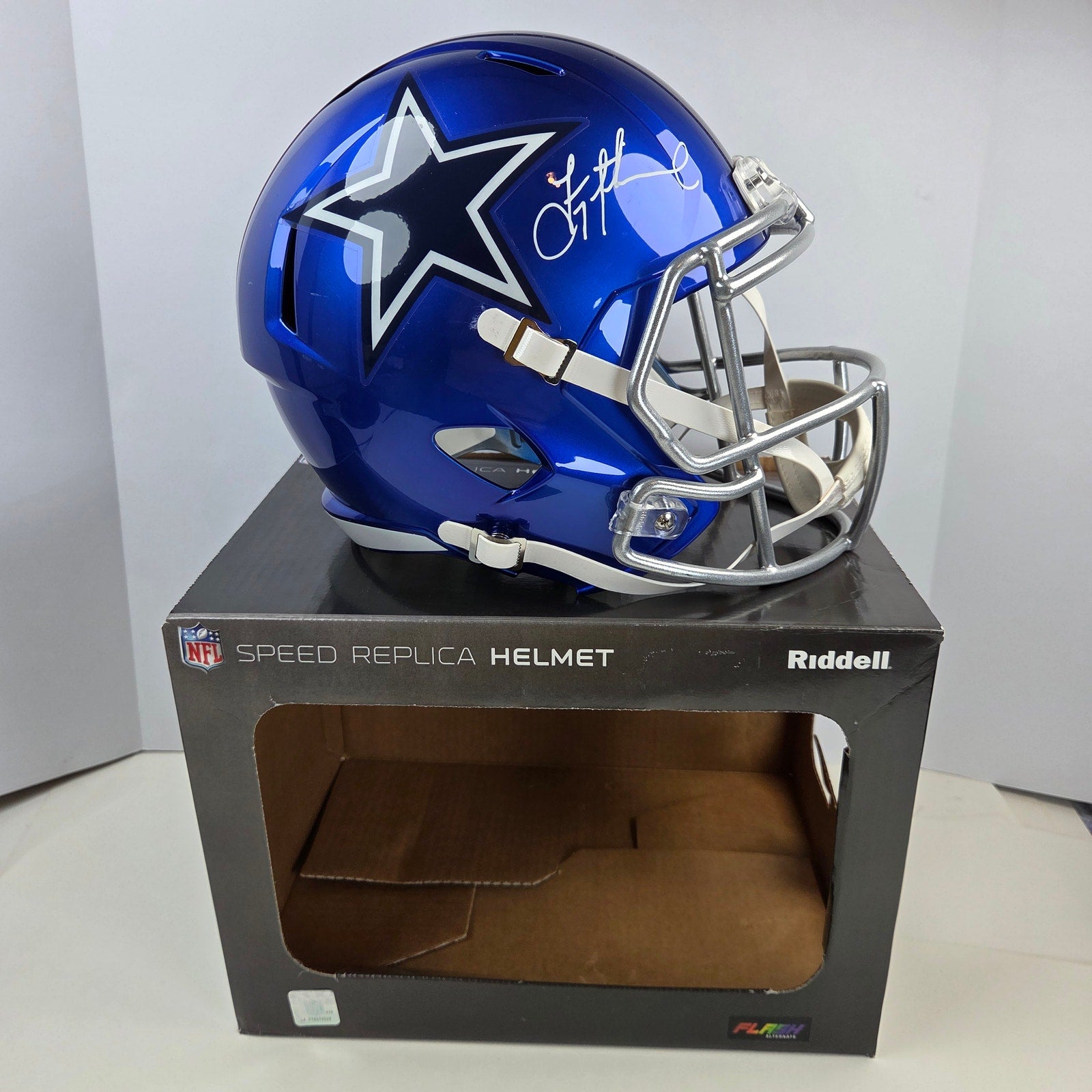 Troy Aikman Signed Riddell Cowboys Flash Alt Speed Replica Helmet BAS Witness