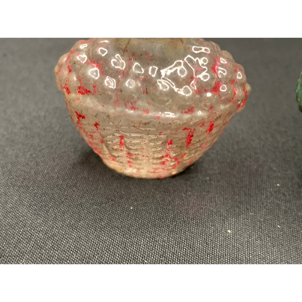 Vintage 1940s Feather Tree Glass Basket Christmas Ornaments Lot of 5