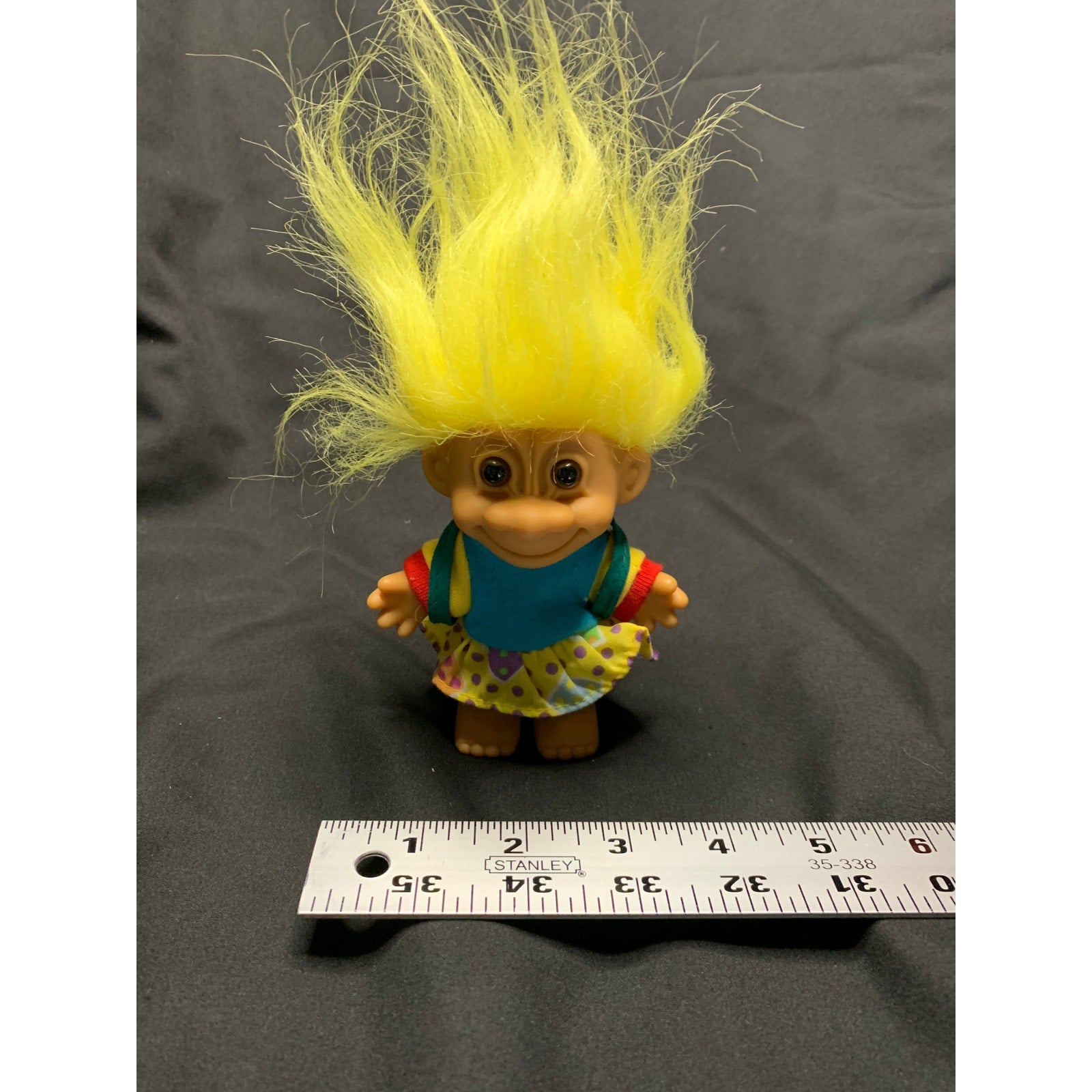 Vintage 1990s Russ School Girl Troll Doll Backpack Yellow Hair 18458 5in