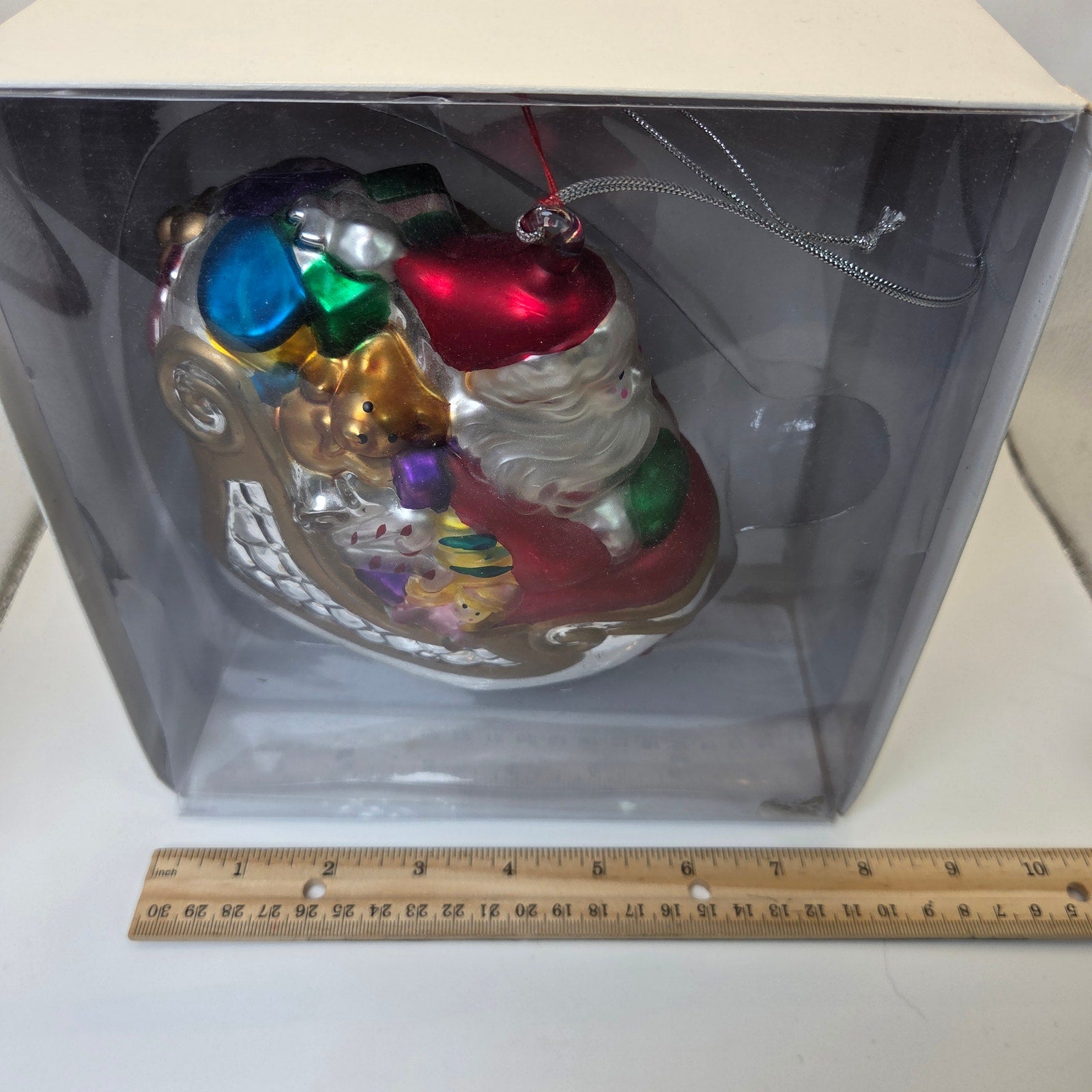Dept 56 Mercury Glass Santa in Sleigh Ornament 1996 Limited Handpainted w/Box
