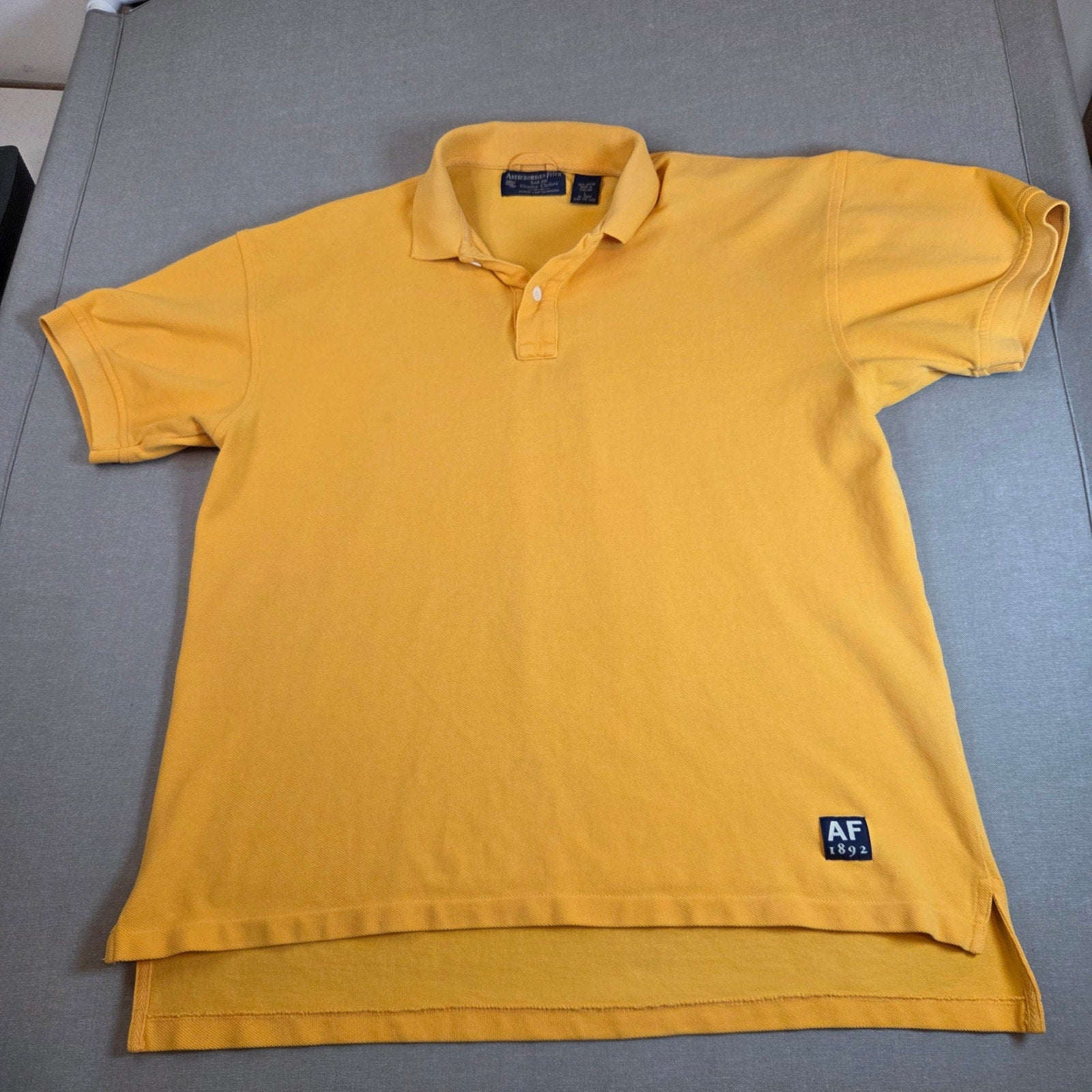 Abercrombie & Fitch Yellow Polo Shirt AF 1892 Patch Men’s Size L Cotton