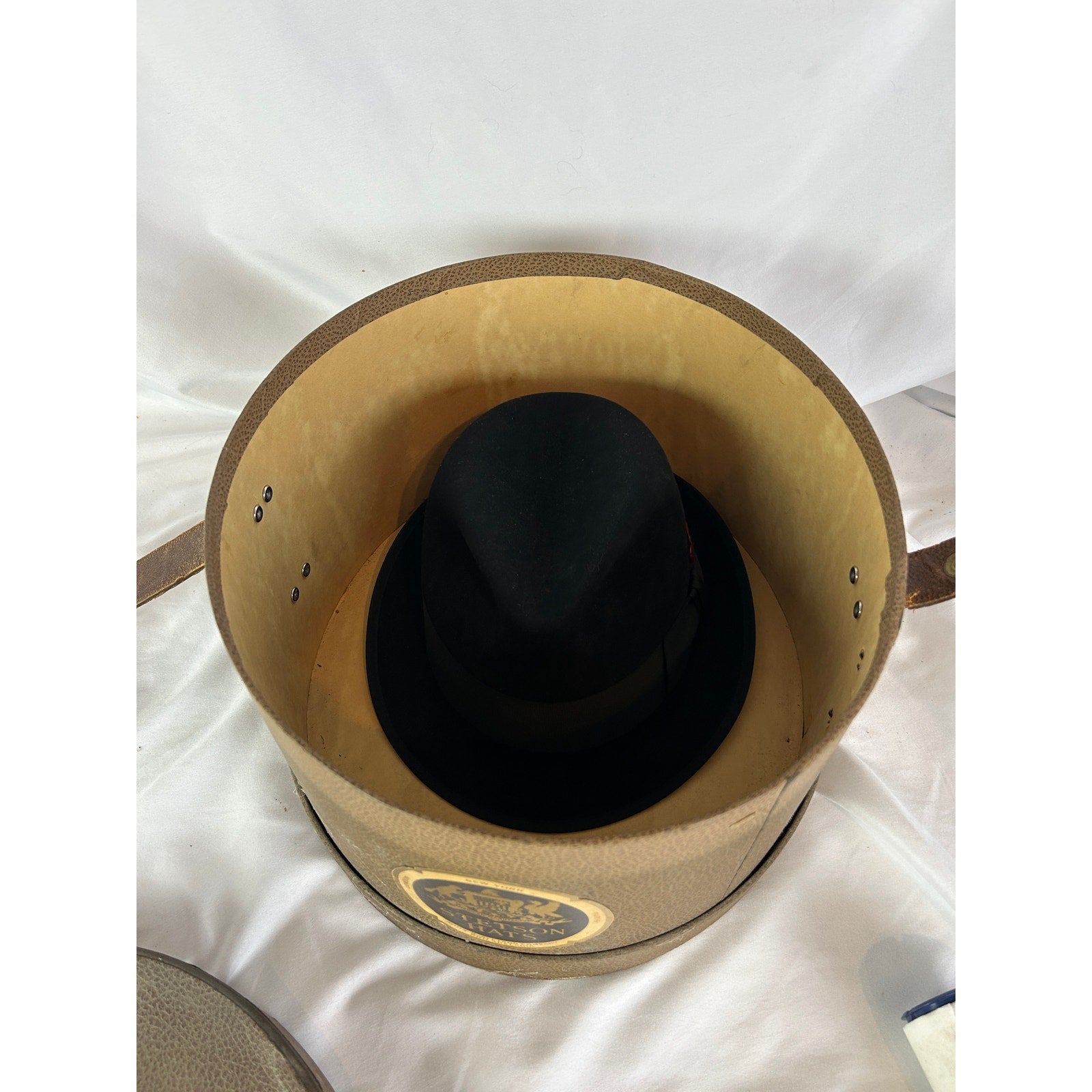 Vintage Royal Stetson Black Fedora Hat 7 1/8 Fur Felt With Box