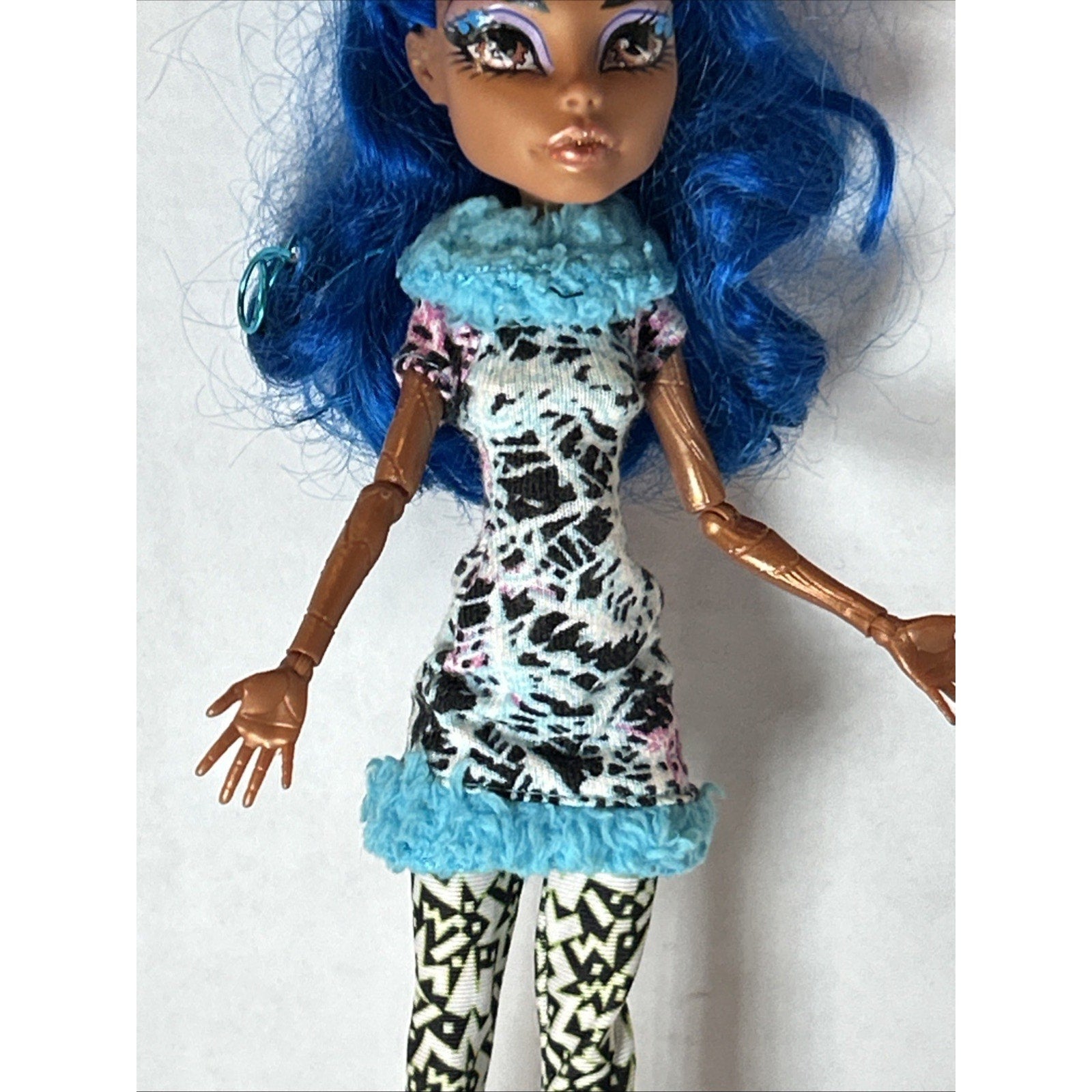 OOAK Custom Repaint Monster High Doll Blue Hair Art Doll Unique One of a Kind