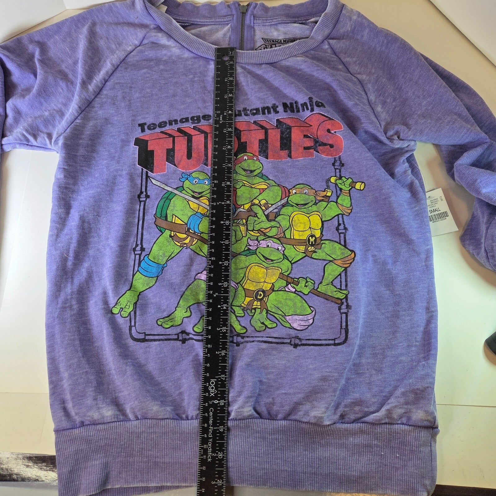 Wet Seal Teenage Mutant Ninja Turtle Sweatshirt Rear 1/4 Zip Purple Size S