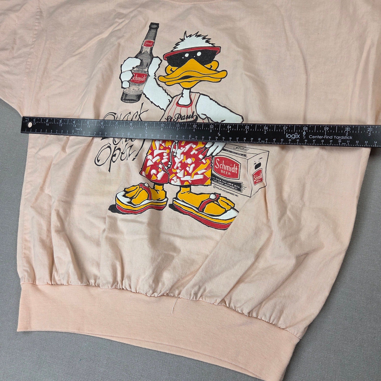 Quitman USA Vintage Schmidt Beer Quack One Open Long Sleeve Shirt Size S USA