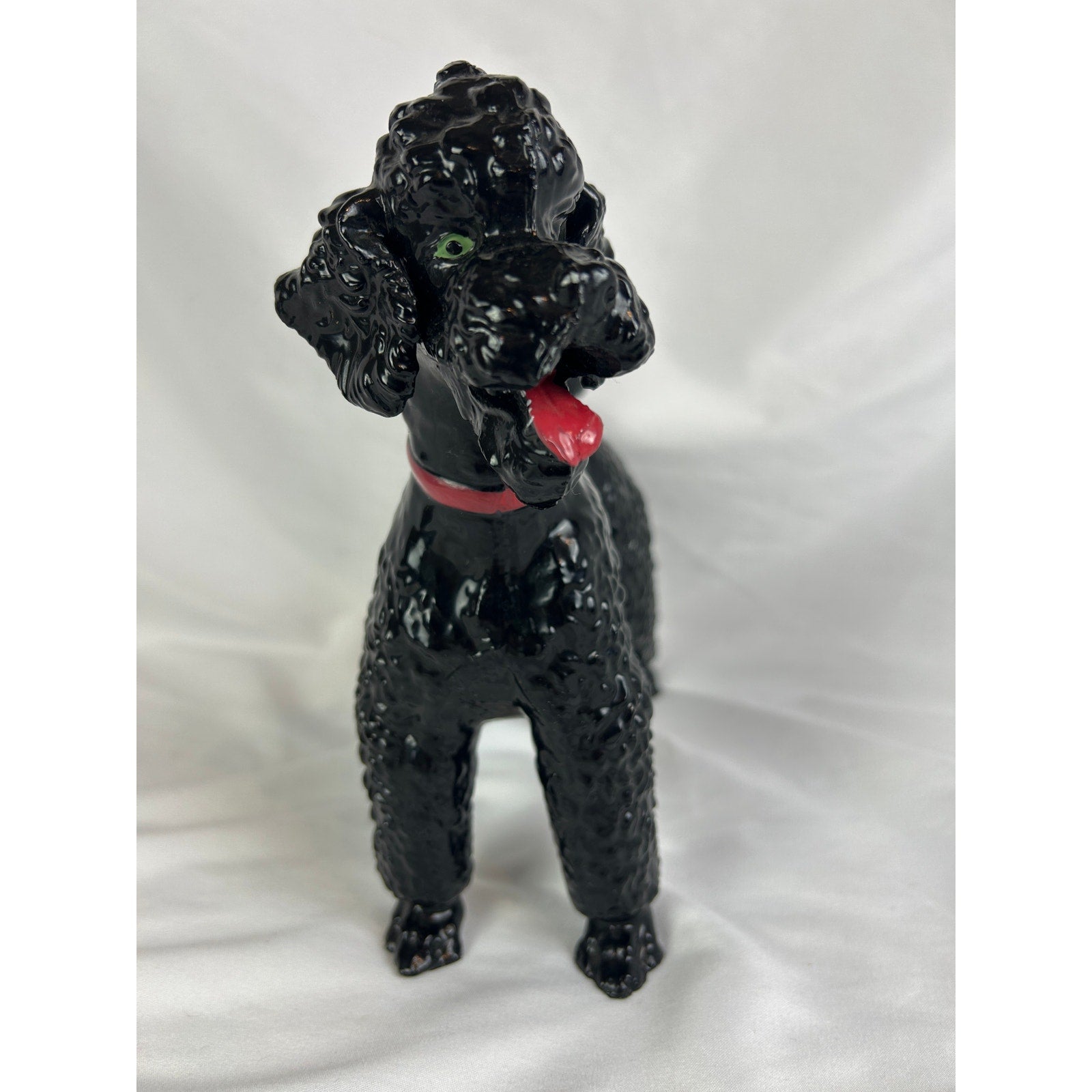 Vintage Black Poodle Dog Figurine 8 Inch Glossy Mid-Century Breyer Style