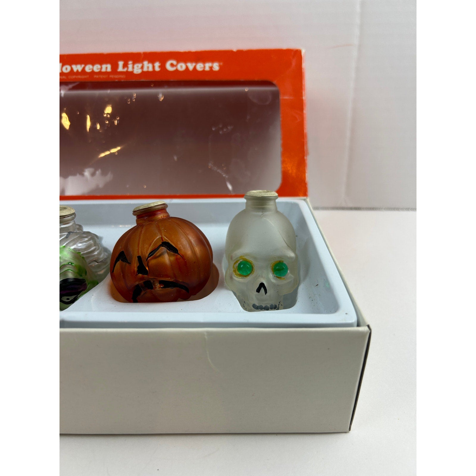 Old World Halloween Light Covers Set of 6 – Pumpkins, Ghost, Witch, Skull– 1990s