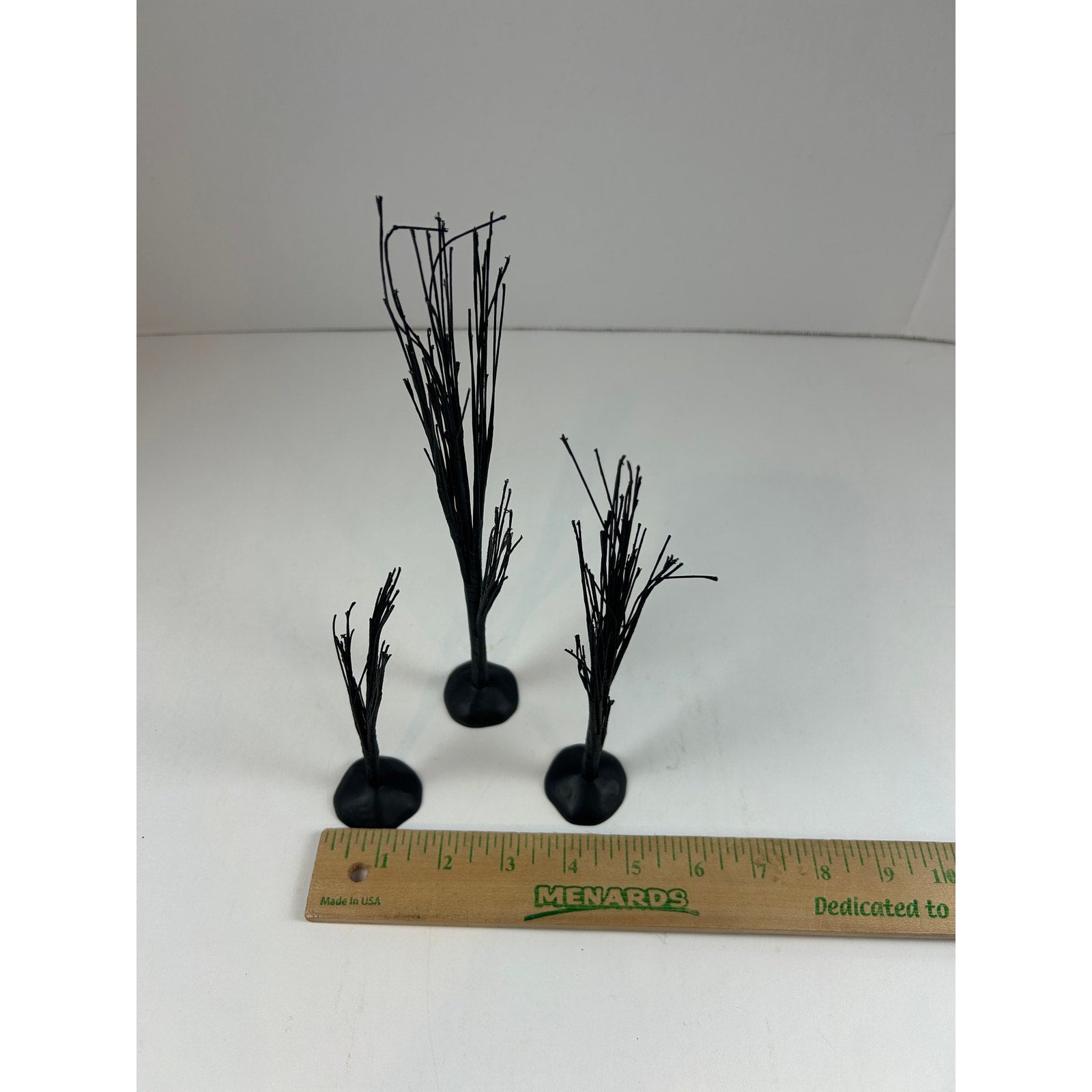 Department 56 Black Bare Branch Trees Halloween Village Set of 3