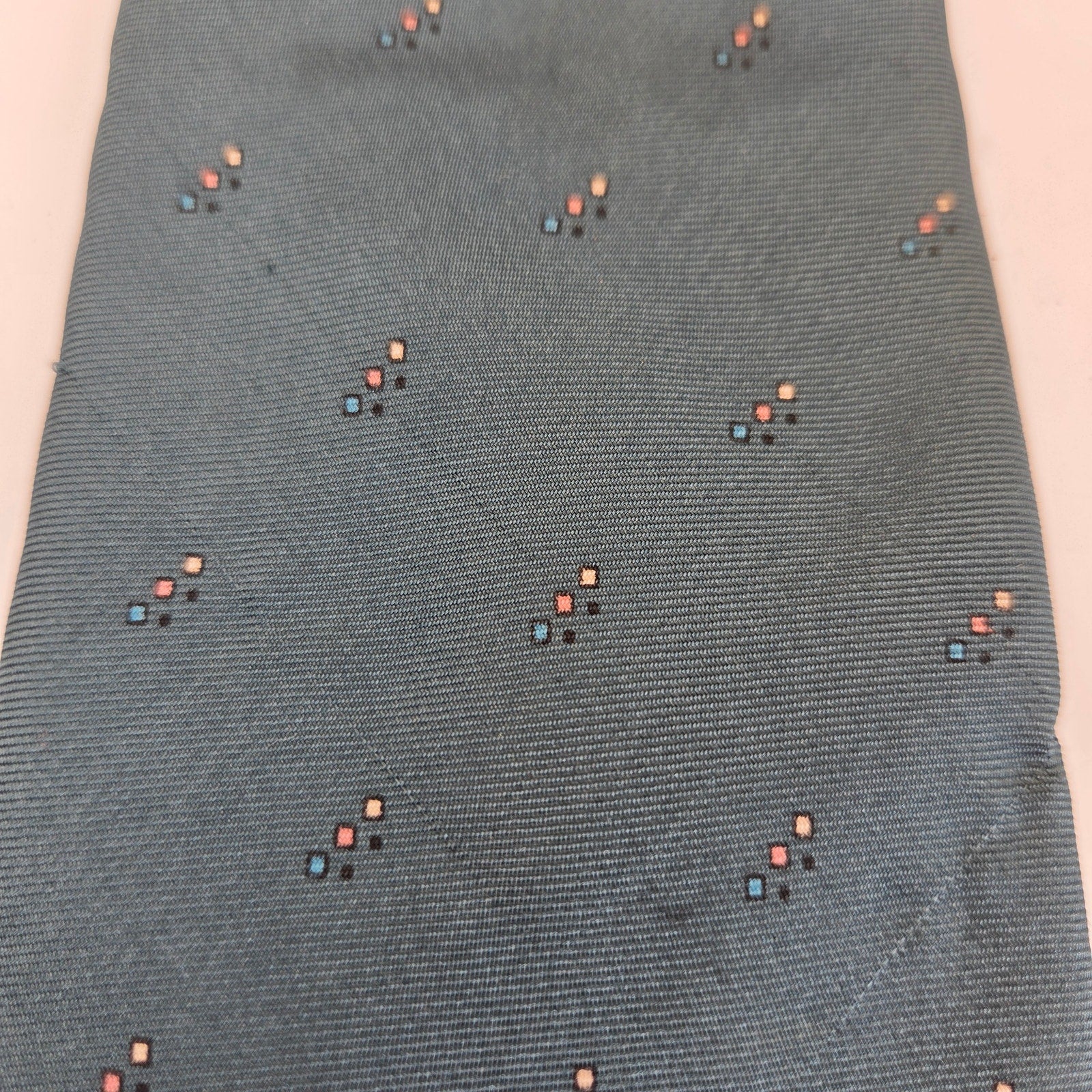 Vintage Christian Dior Silk Necktie USA Geometric Foulard Green 3.25 x 58