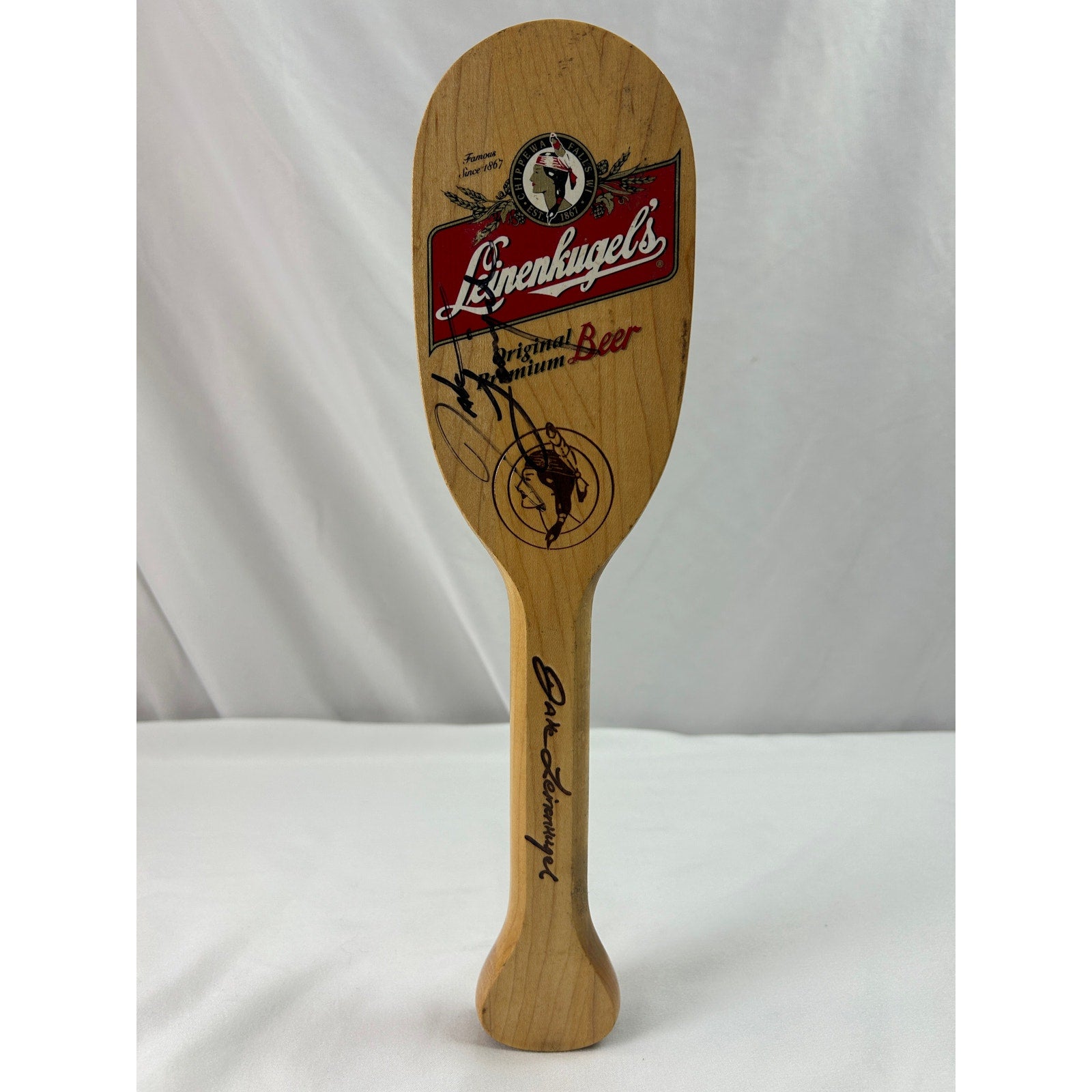 Leinenkugel's Jake Leinenkugel Signed Wood Beer Paddle Breweriana Advertising