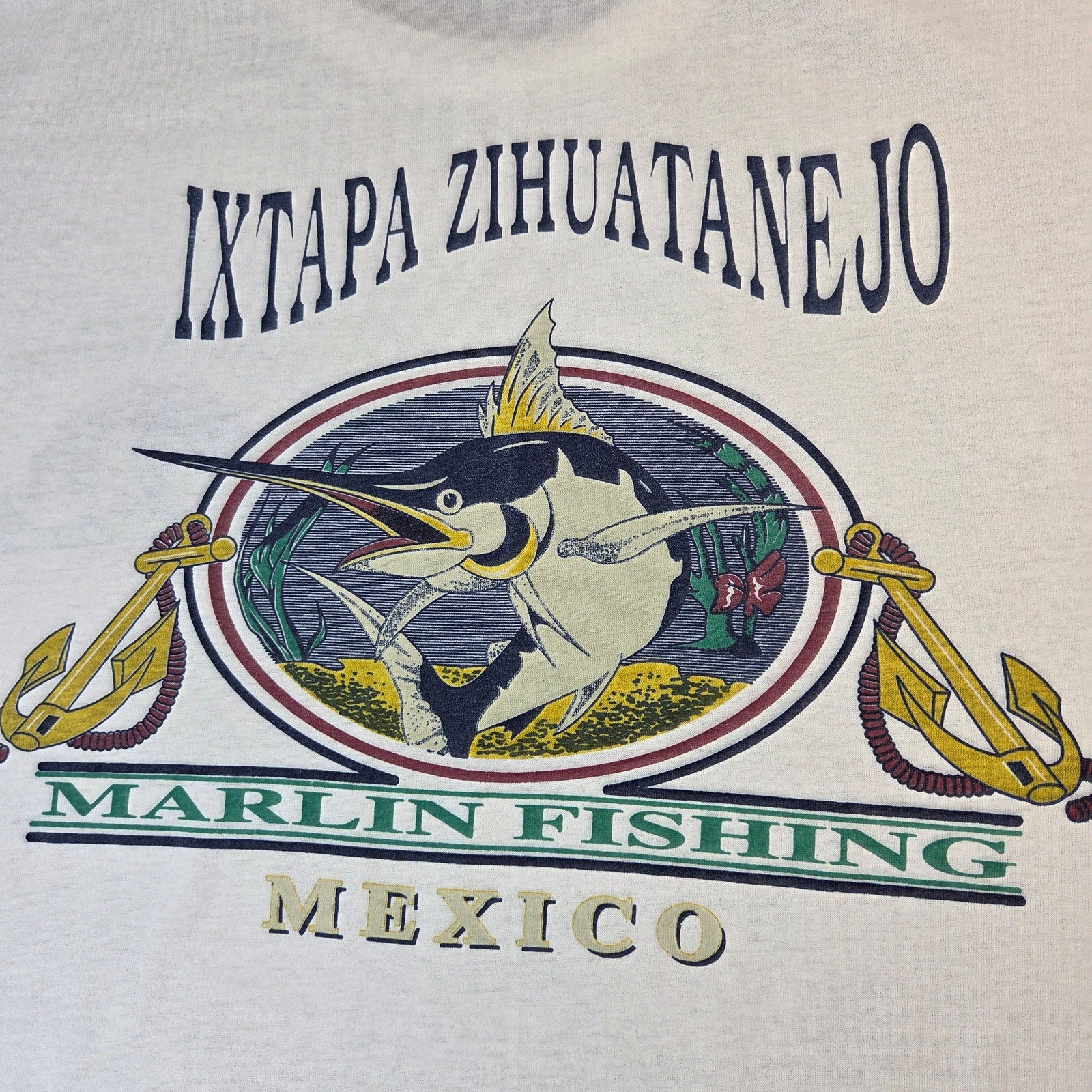 Hola Ola Vintage Ixtapa Zihuatanejo Mexico Marlin Fishing T Shirt L Tourist