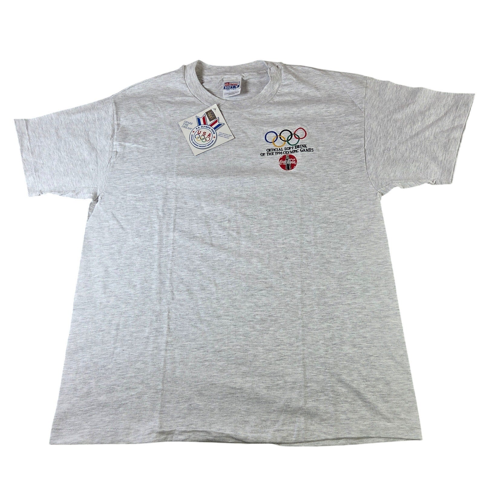 Hanes Coca Cola 1996 Olympic Games Made in USA T Shirt Adult L Single Stitch NWT