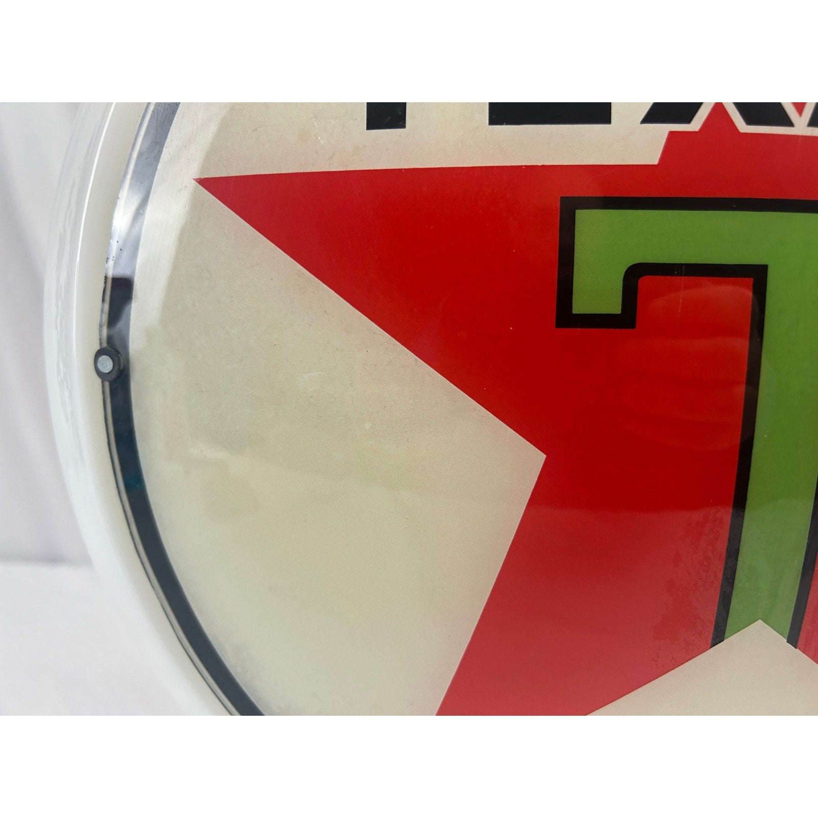 Vintage Texaco Gas Pump Globe Milk Glass Red Star Green T Service Station Sign