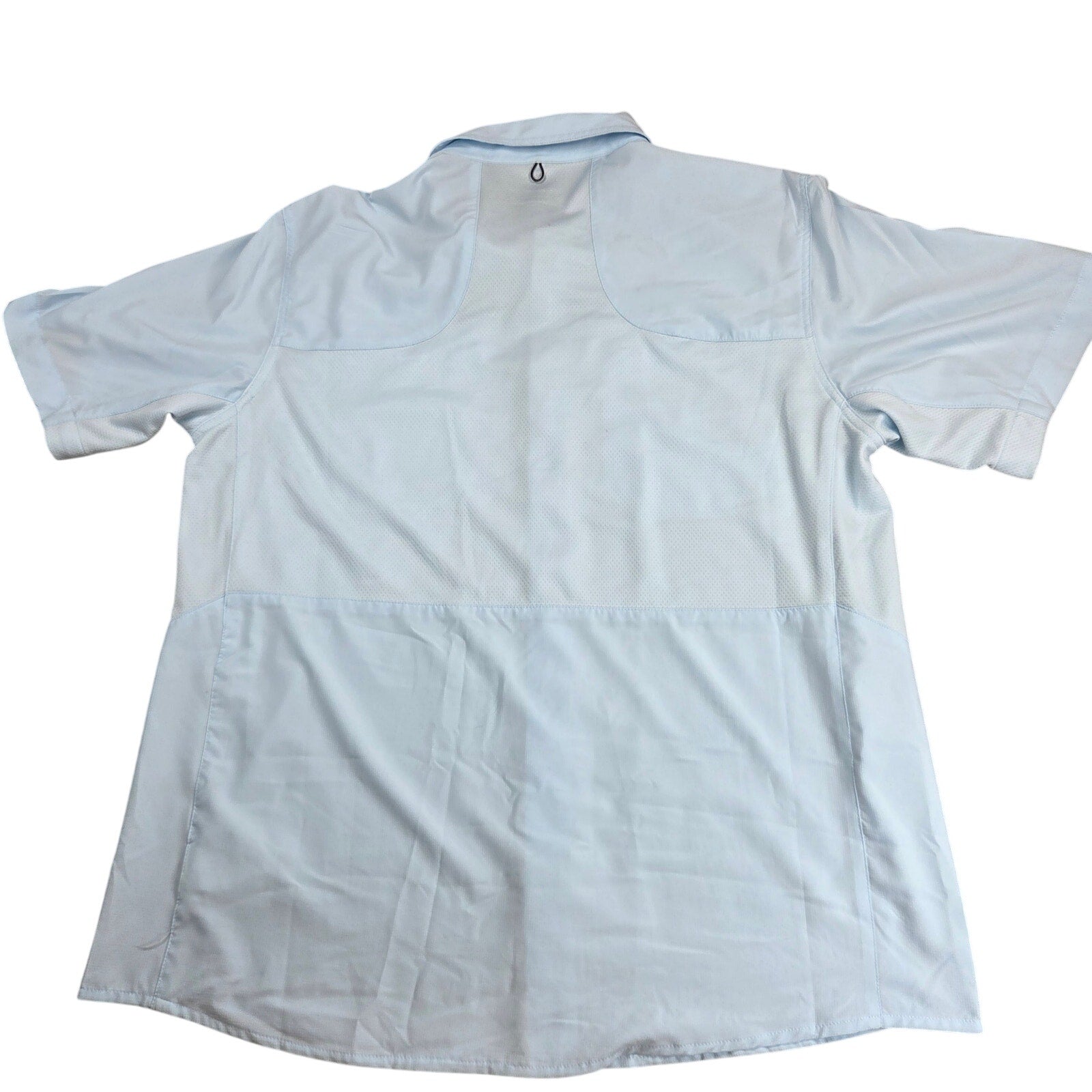 Realtree Fishing TS10208 Guide Shirt Mens L Vented Short Sleeve Light Blue