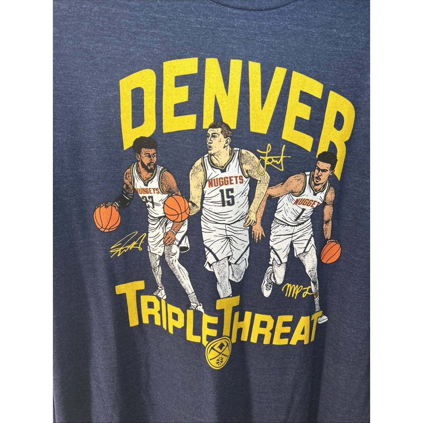 Denver Nuggets Triple Threat Jokic Murray Porter Jr Homage T Shirt Size XL