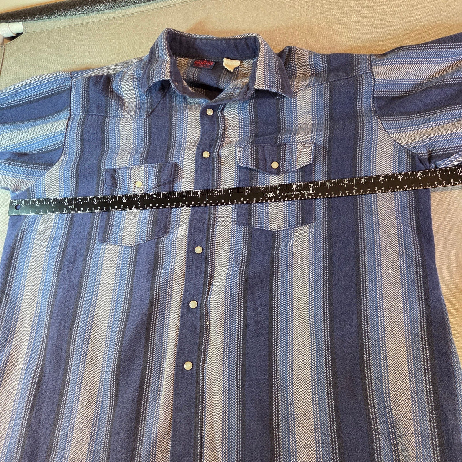 Dakota Tallman Western Pearl Snap Shirt XL Blue Stripe