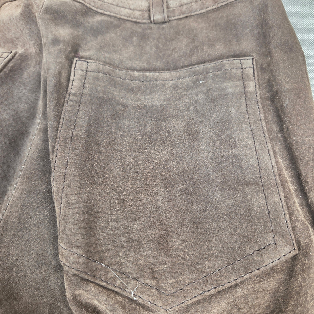 Vintage Brown Suede Leather Pants Womens 7/8 Talon Zip Hong Kong Wide Leg