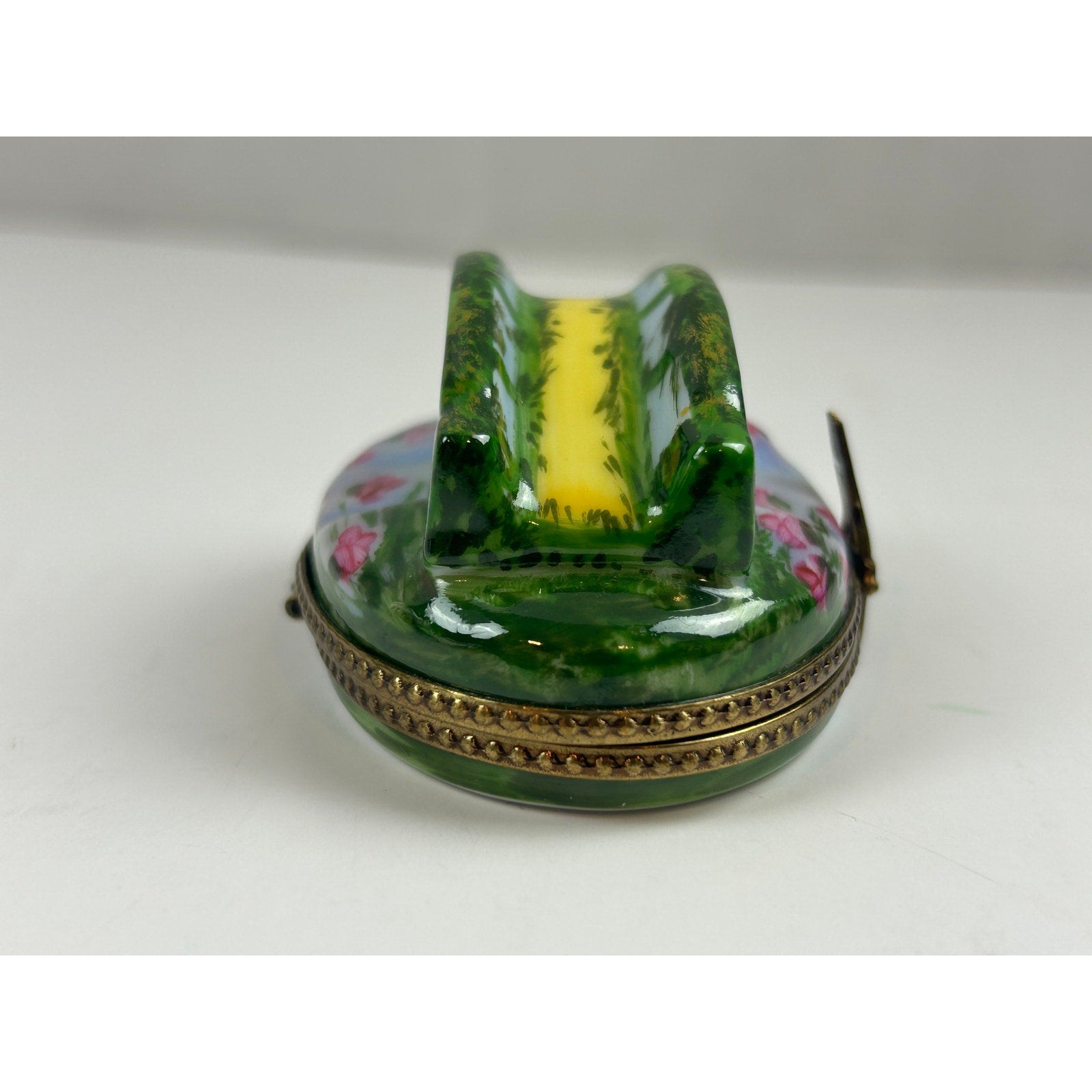 Limoges France Hand Painted Bridge Trinket Box Peint Main