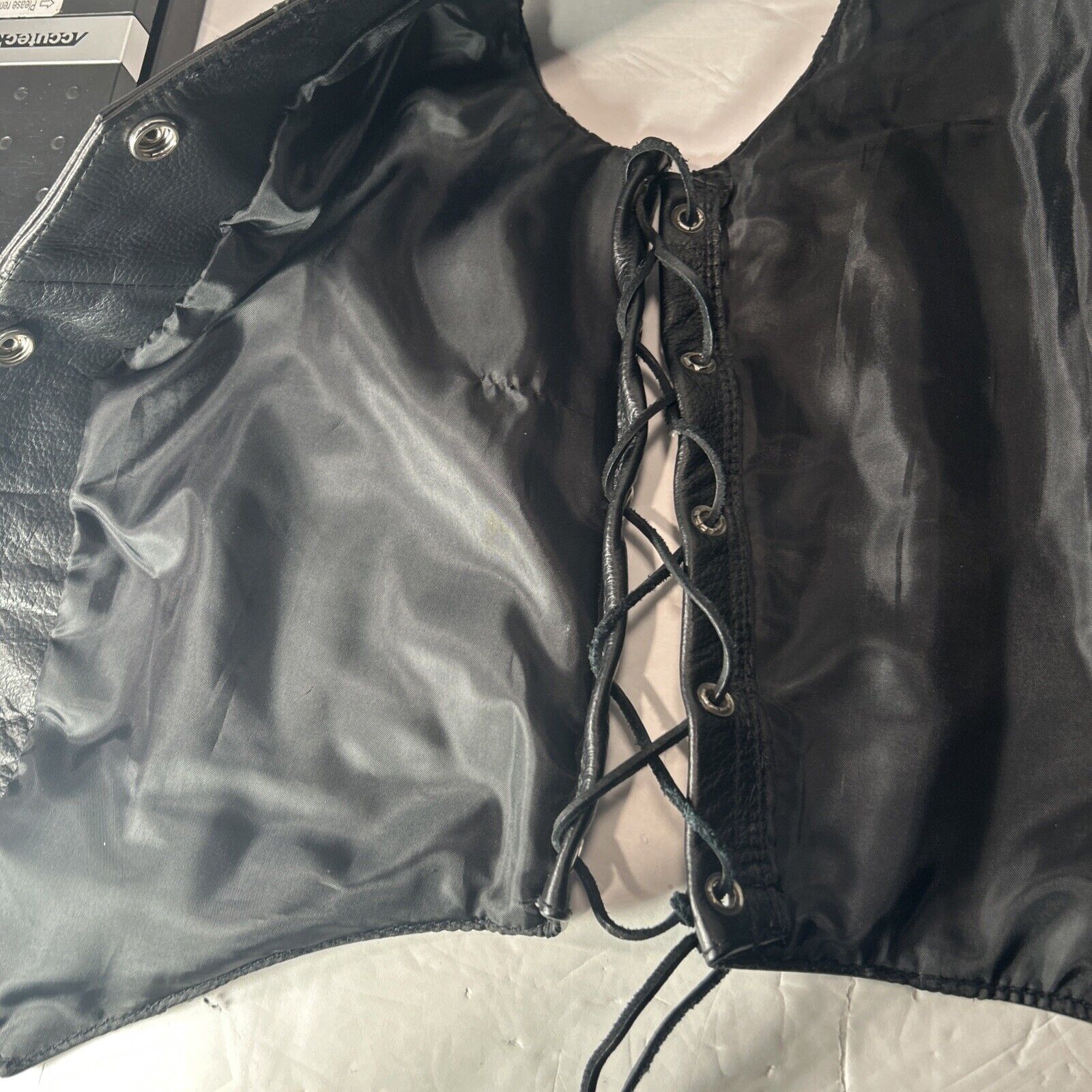 First Classic Women’s Leather Biker Vest Size Small Black Braided Lace Sides