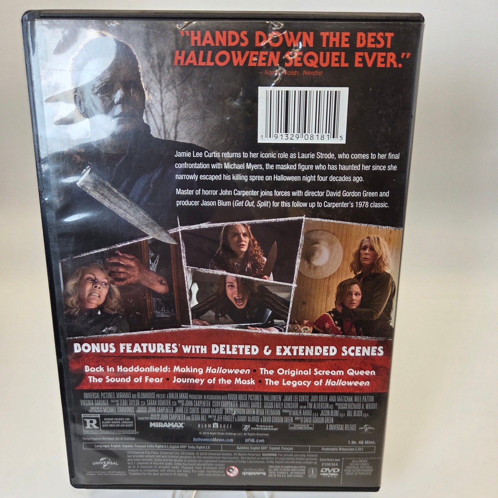 Halloween 2018 DVD Jamie Lee Curtis Michael Myers Horror Movie Universal