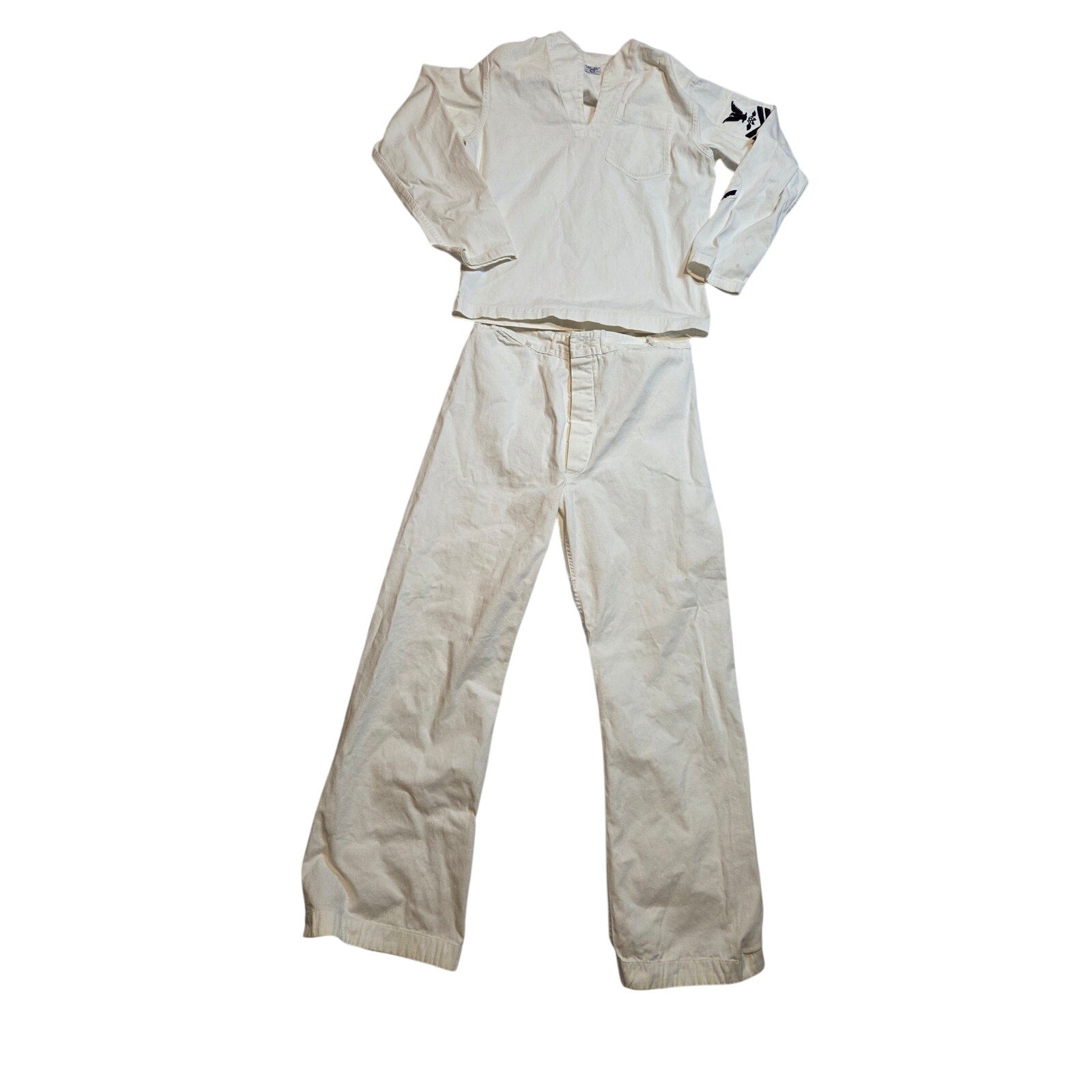 Vintage US Navy SK2 Storekeeper Crackerjack White Uniform Set 32x31 1950s 60s