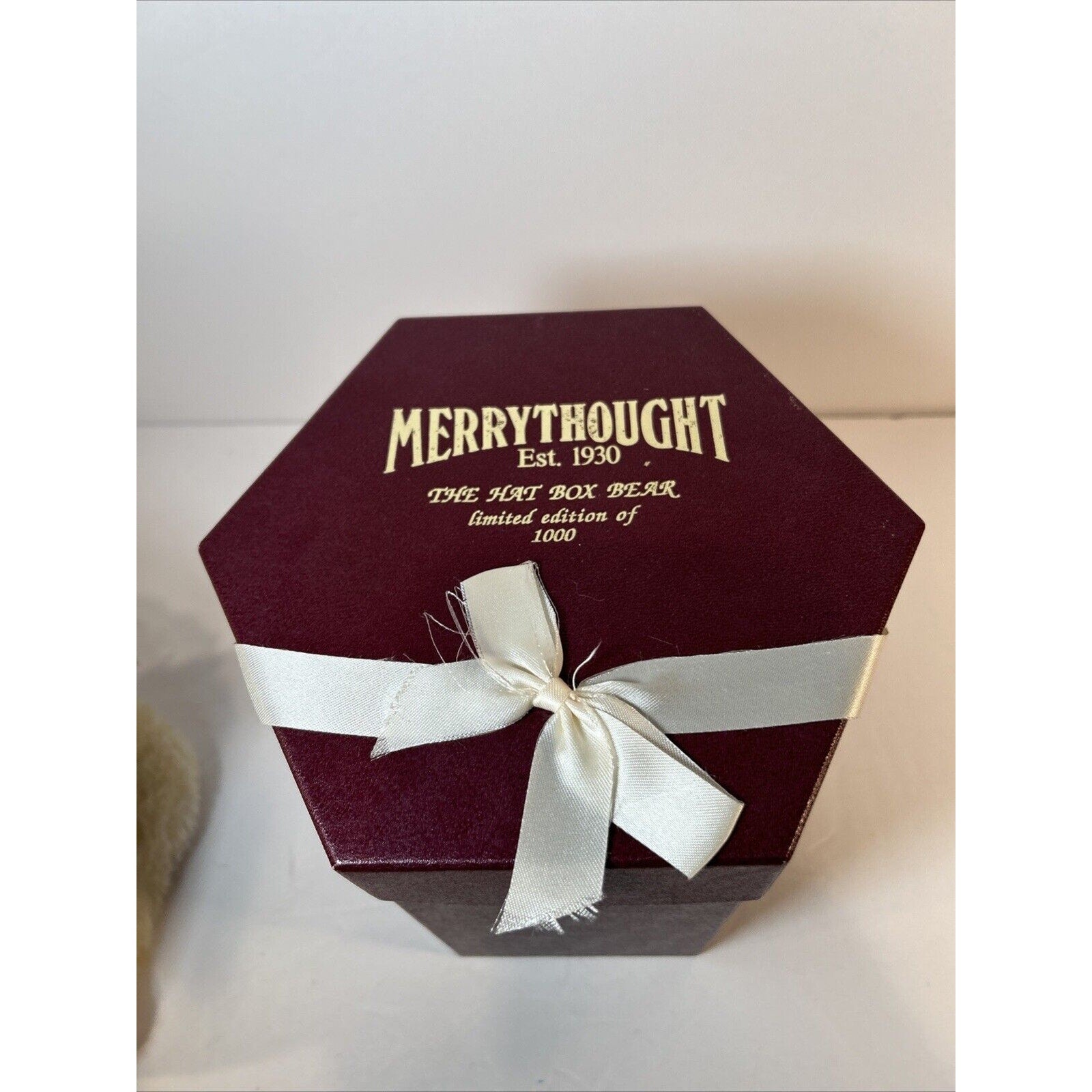 Merrythought Daisy Cranberry Hat Box Bear Mohair Ltd Ed 36/1000 UK 1994 w/ Tags