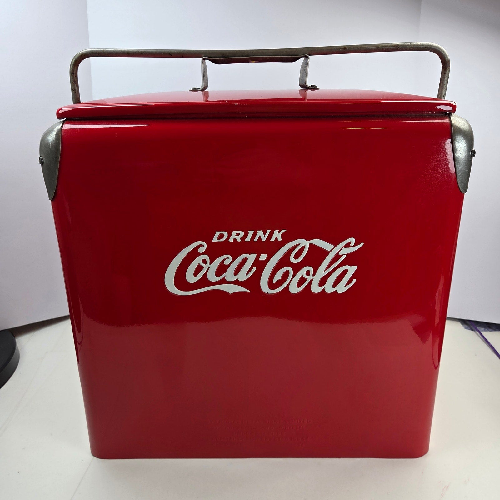 1954 Coca-Cola Picnic Cooler St Thomas Metal Signs Canada Original Red