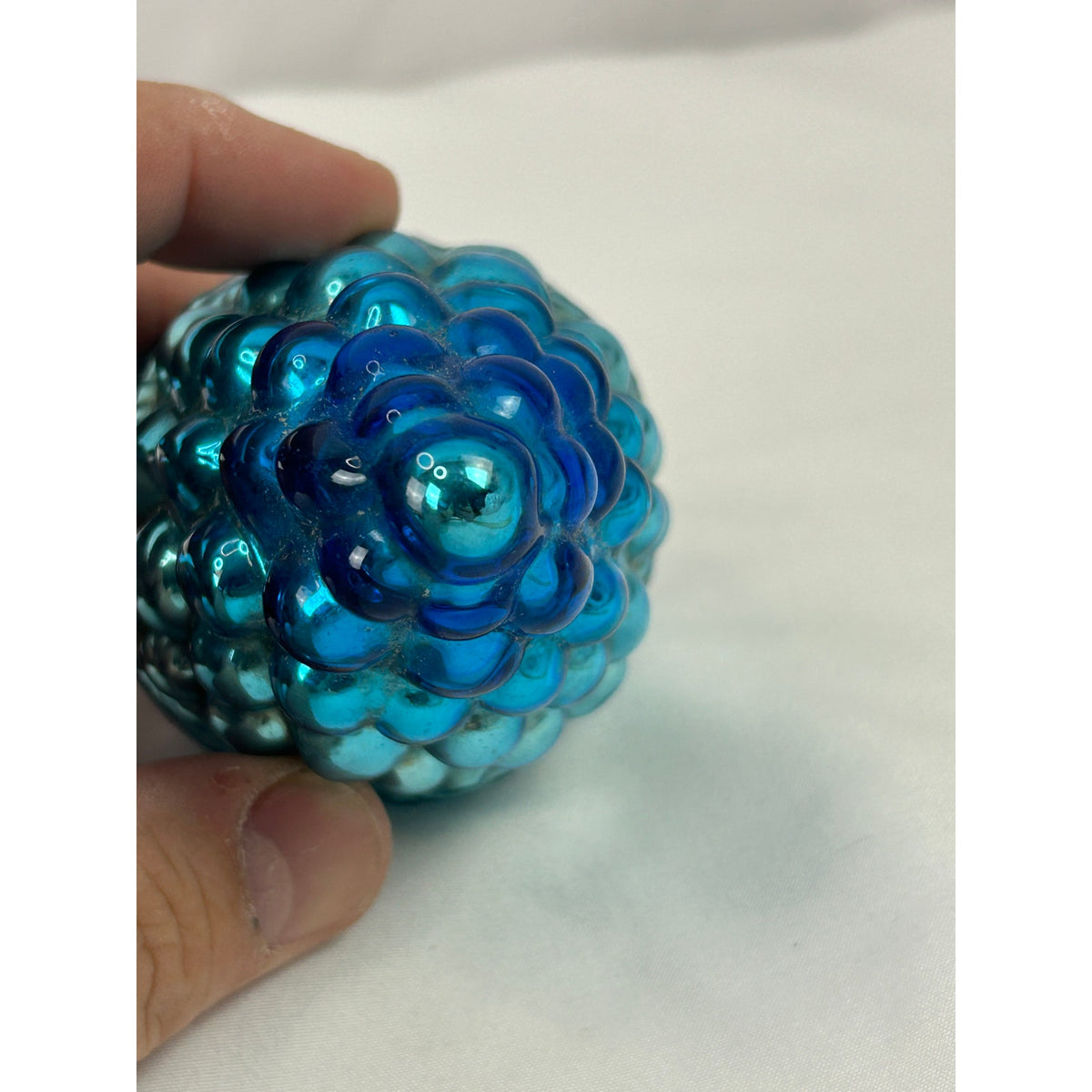Antique German Kugel Cobalt Blue Grape Cluster Glass Christmas Ornament 4"