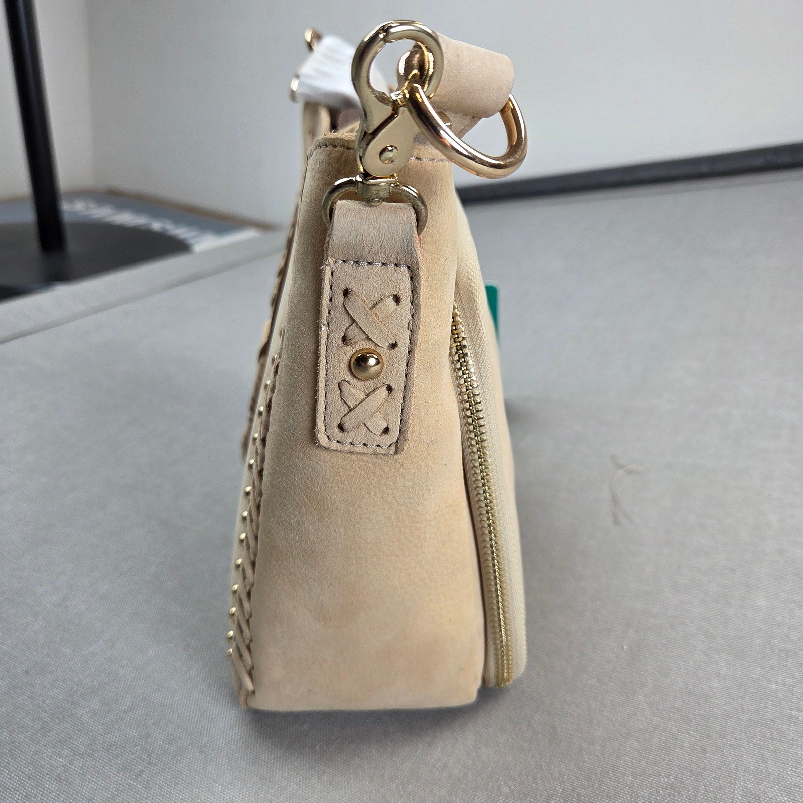 Montana West MWL-G001 Tan Leather Concealed Carry Hobo Crossbody Purse Studded