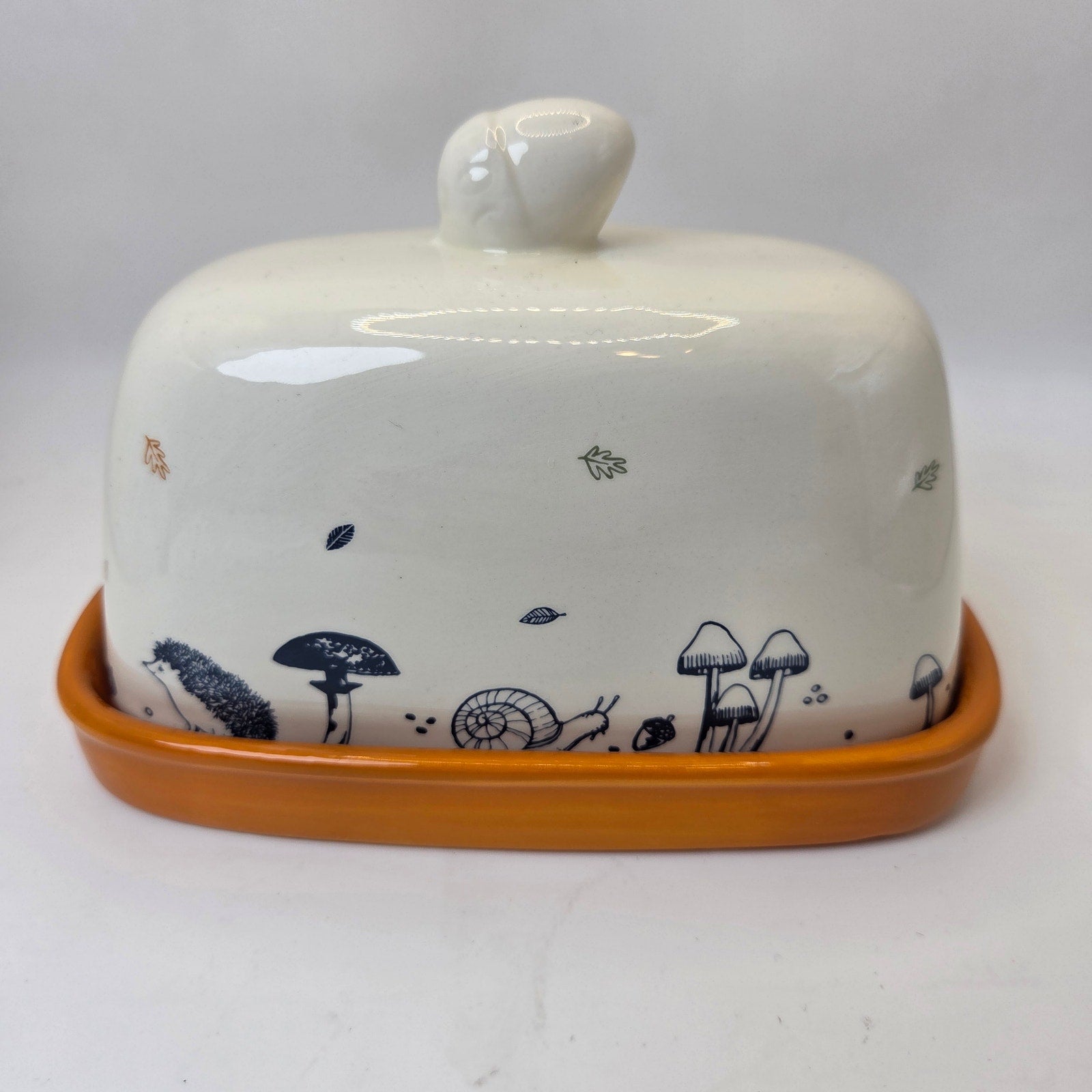 Price & Kensington Woodland Butter Dish Fox Hedgehog Snail Ceramic Cover