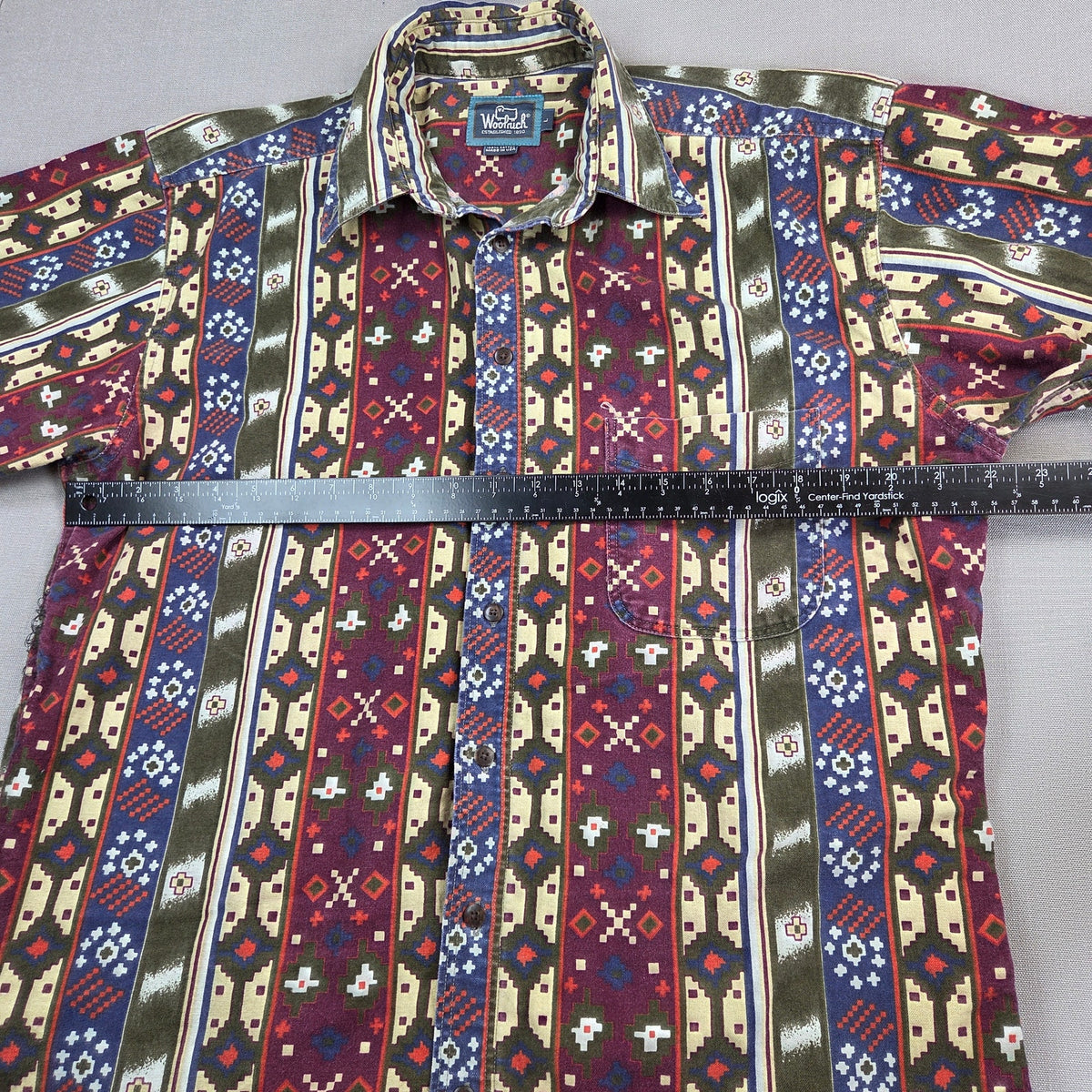 Vintage Woolrich Southwestern Geometric Shirt Mens L USA Cotton Western 90s