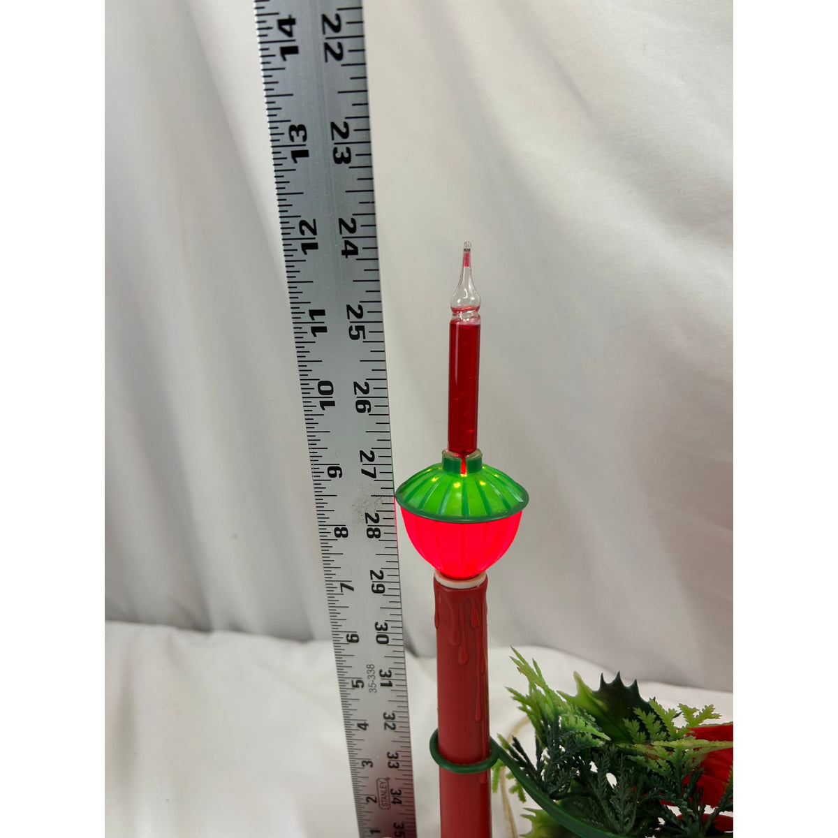 Vintage 3 Bubble Light Christmas Candolier Poinsettia Holly Centerpiece Works
