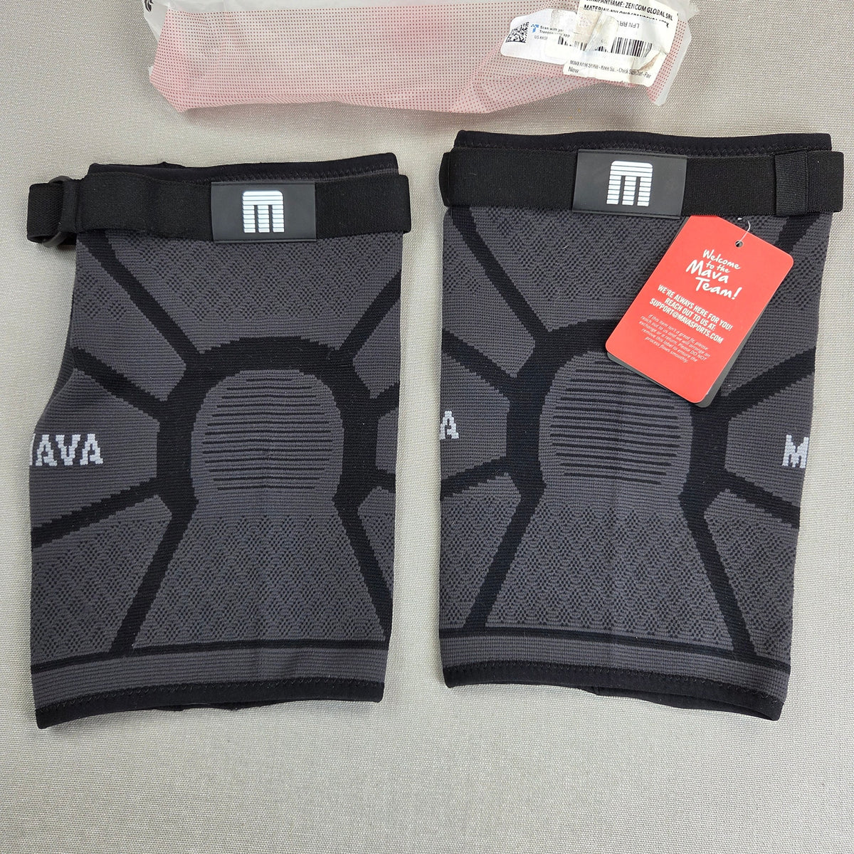 MAVA Sports Knee Compression Sleeves Medium Black Adjustable Strap Support Pair