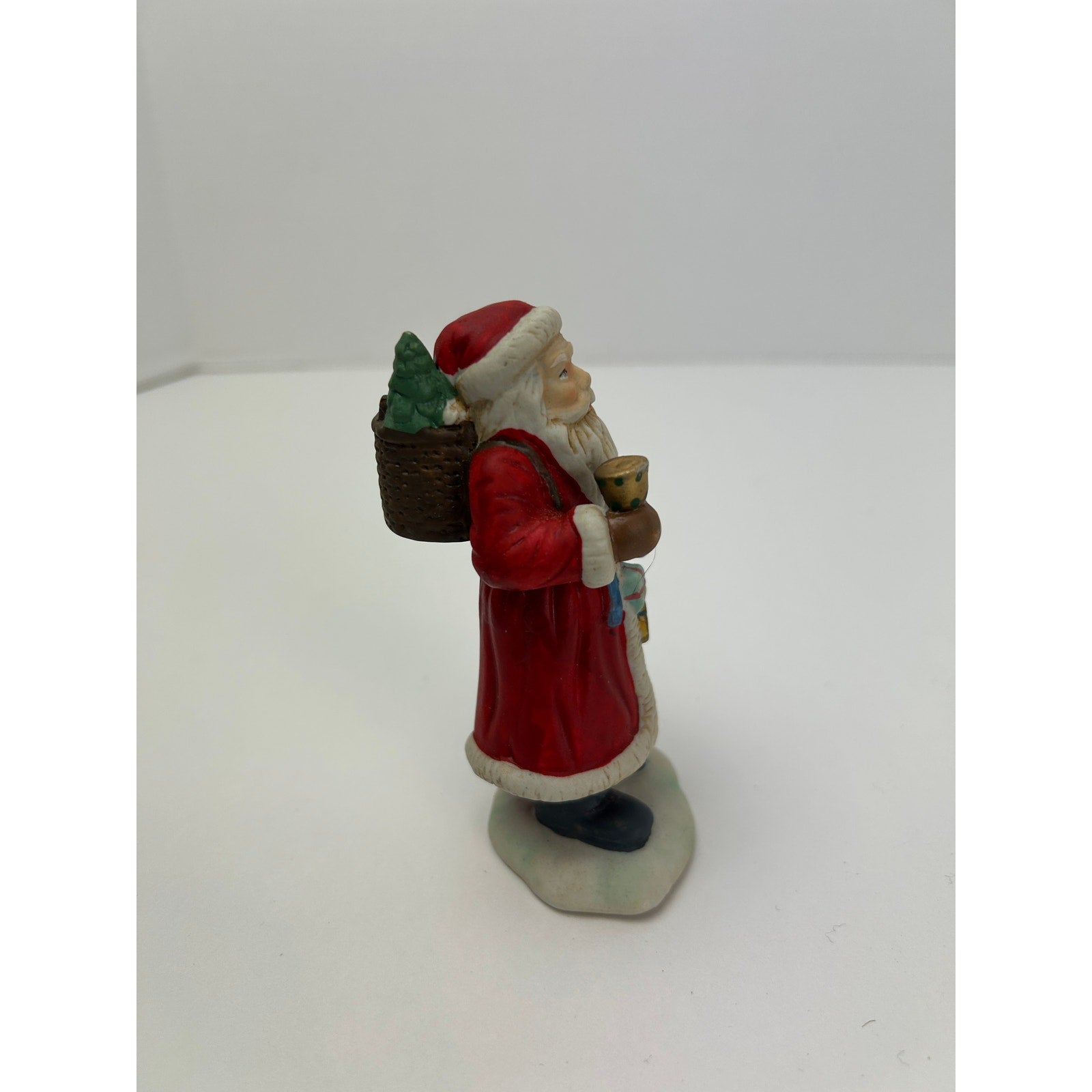 Christmas Traditions 4" Ceramic Santa Figurine Red Coat Hand Painted w Box