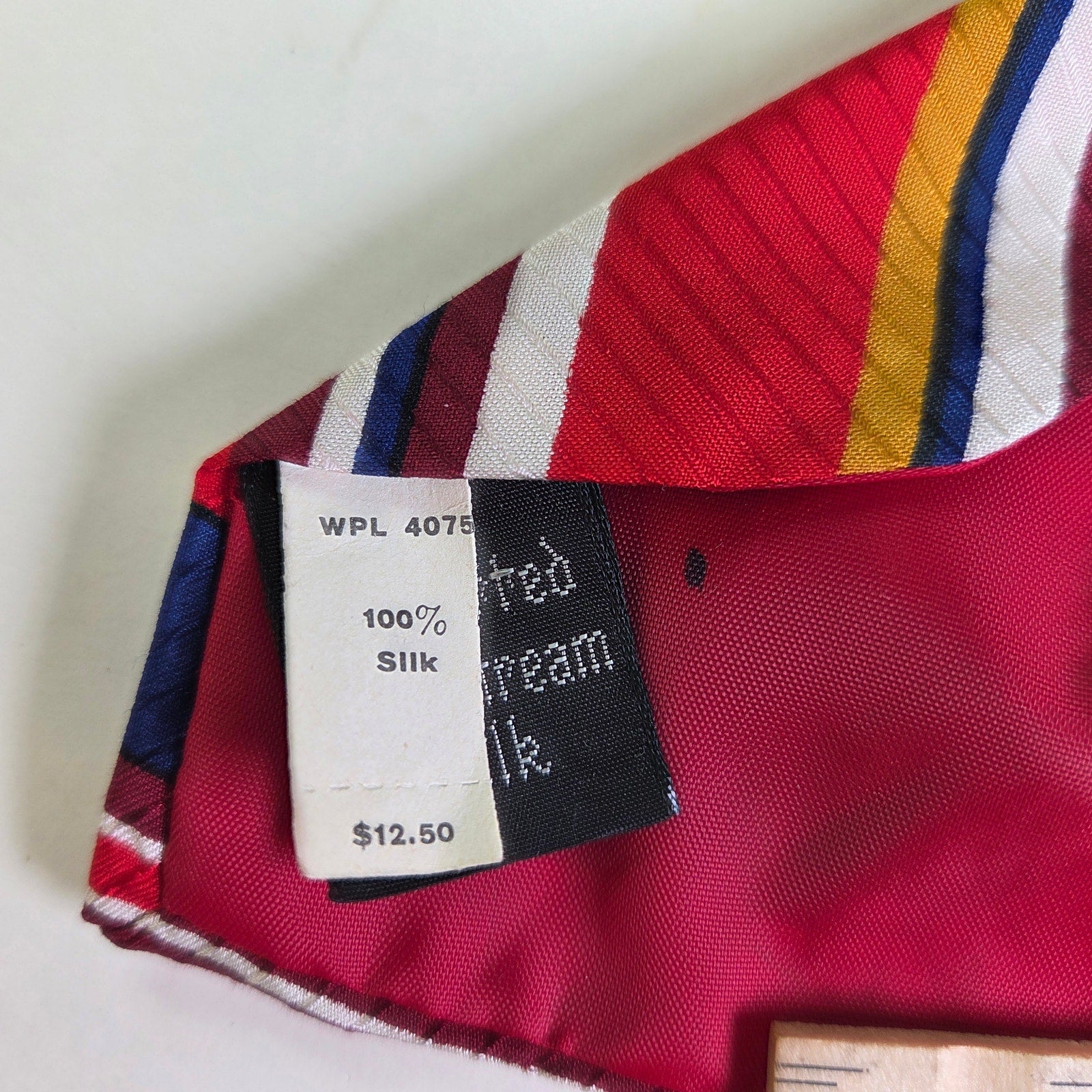 Vintage Resilio Repp Tie Red Navy Stripe 100% Silk Guildstream 4” x 55.5” USA