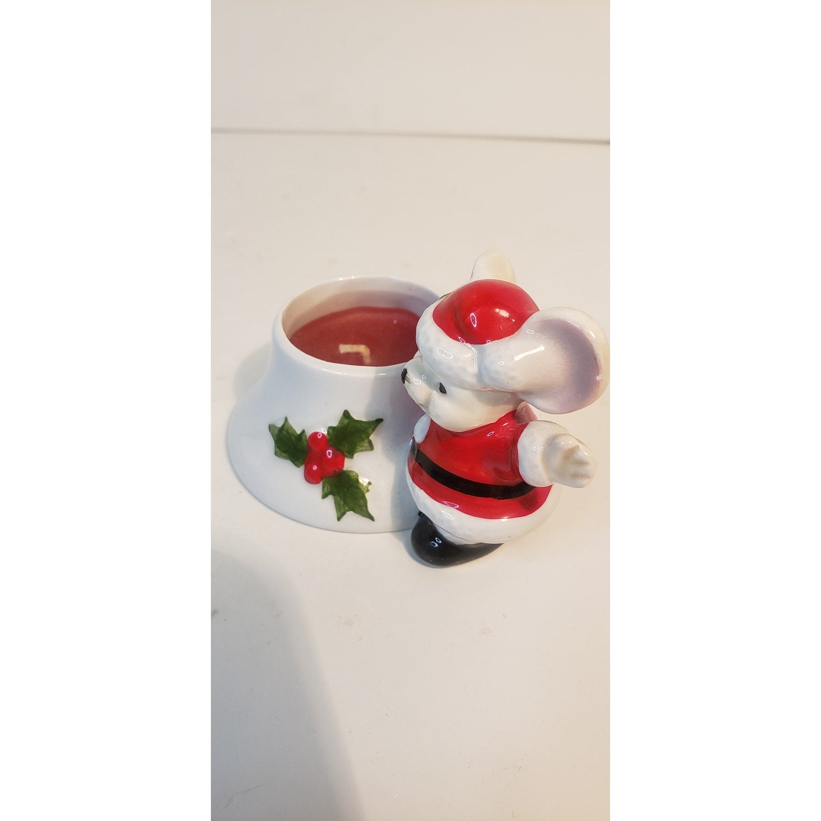 Vintage Fitz & Floyd Santa Mouse Candle Holder 1978 Hand Painted Japan
