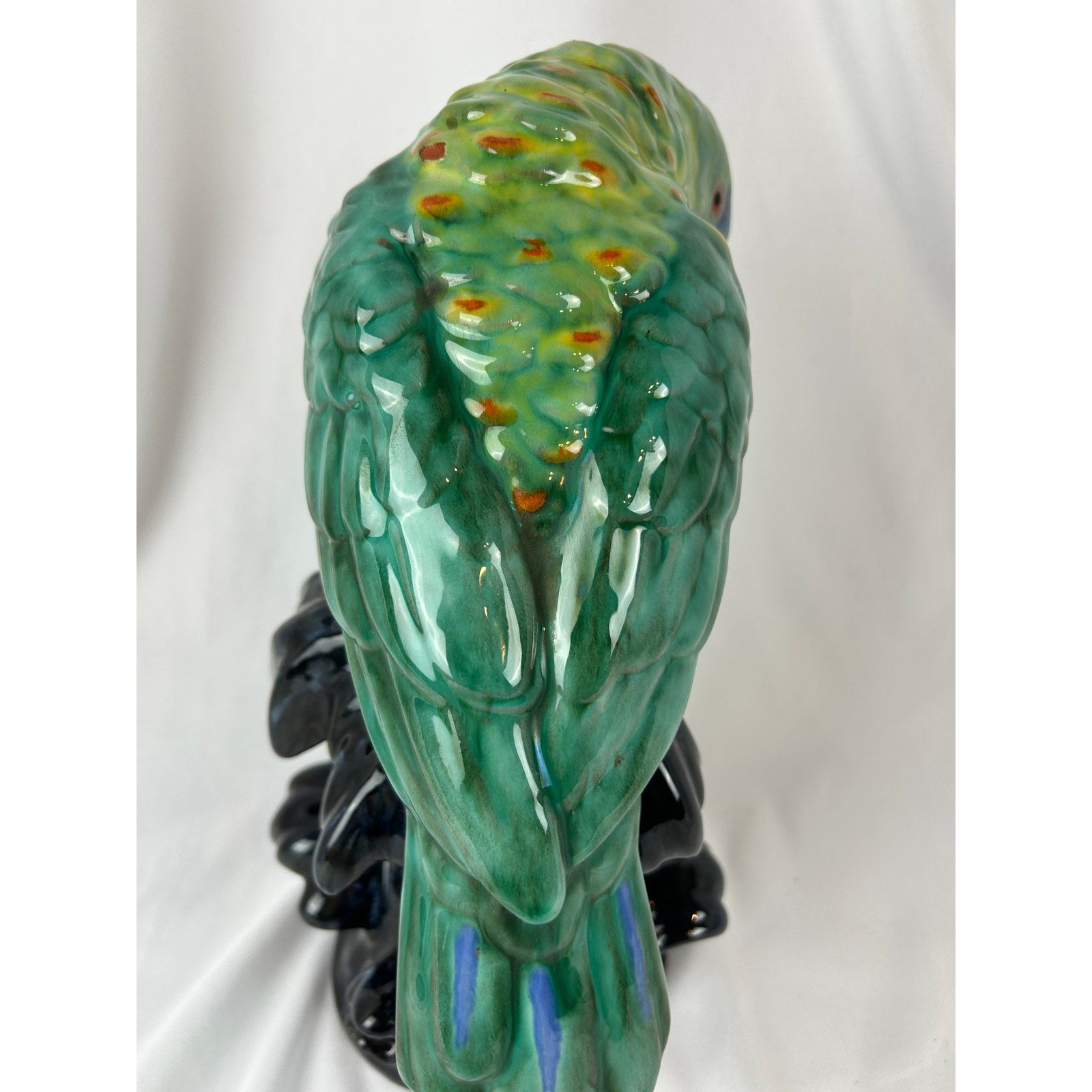 Vintage Austrian Gmundner Keramik GK Mark Parrot Statue Art Pottery Figurine 11”