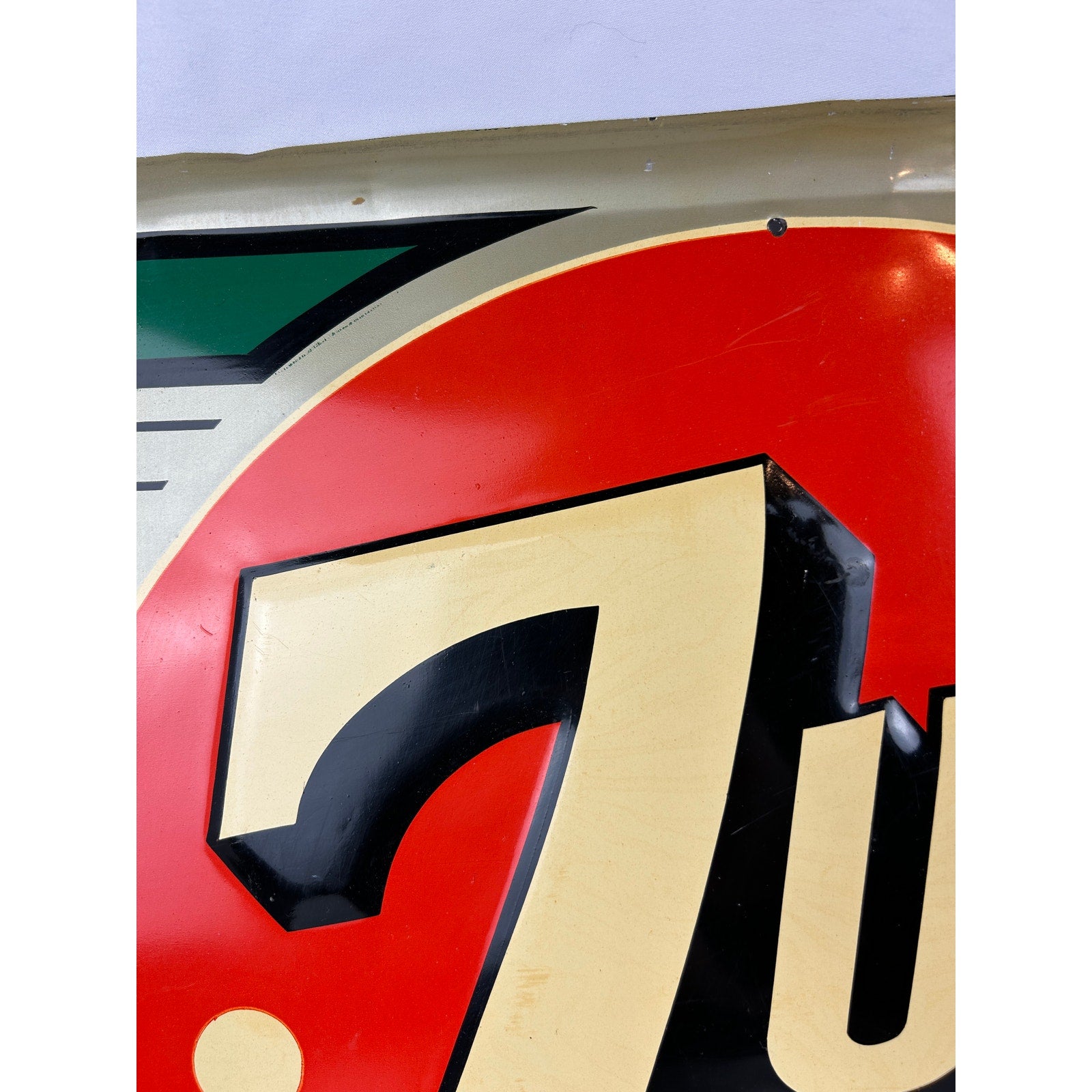 Original 1941 7UP Embossed Metal Sign You Like It It Likes You 9-41 Stout