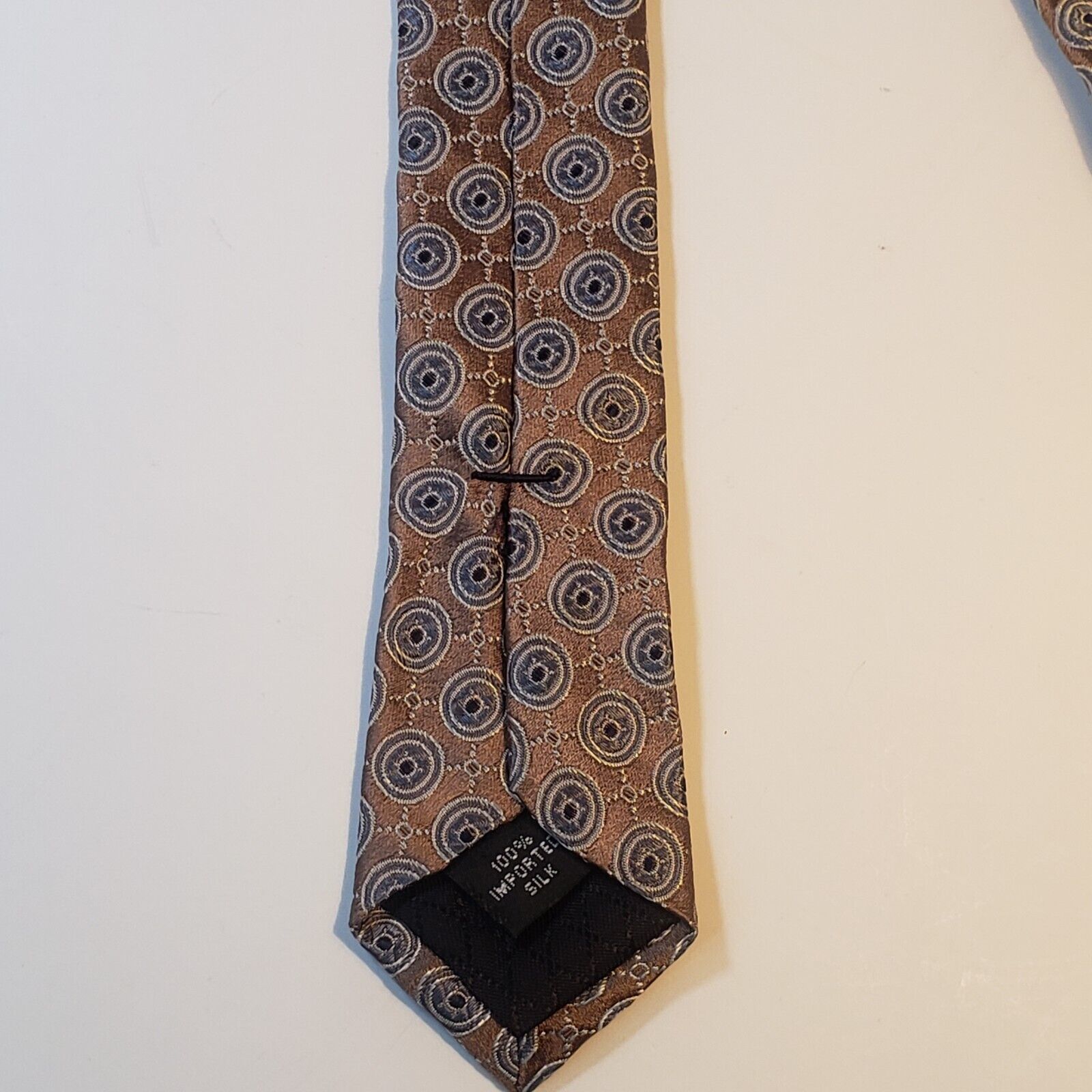 Ike Behar Silver Geometric Silk Tie