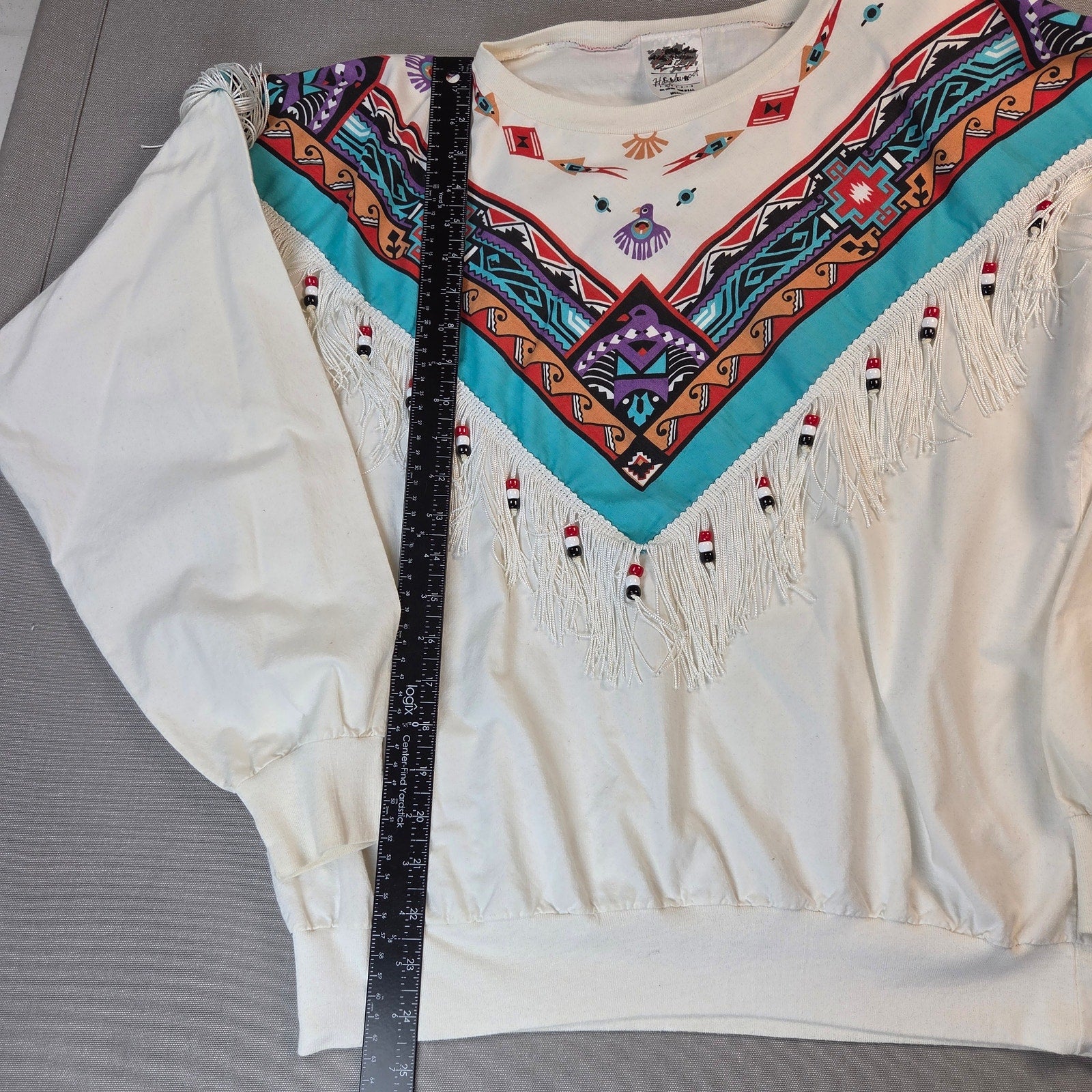 Wamcraft Hazelwood Club Phoenix Southwestern Fringe Beaded Top USA M VTG