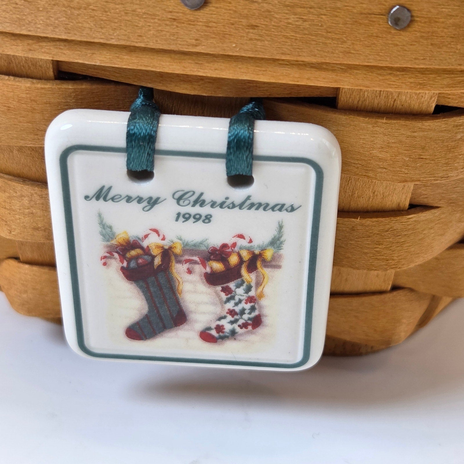 Longaberger 1998 7in Generations Basket 13757 Lid Protector Tie-On USA