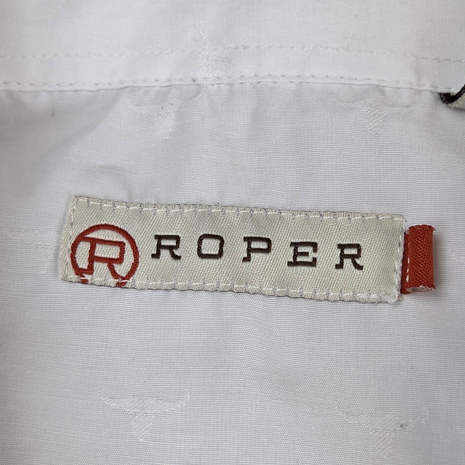 Roper Mens MT Medium Tall White Longhorn Jacquard Pearl Snap Western Shirt