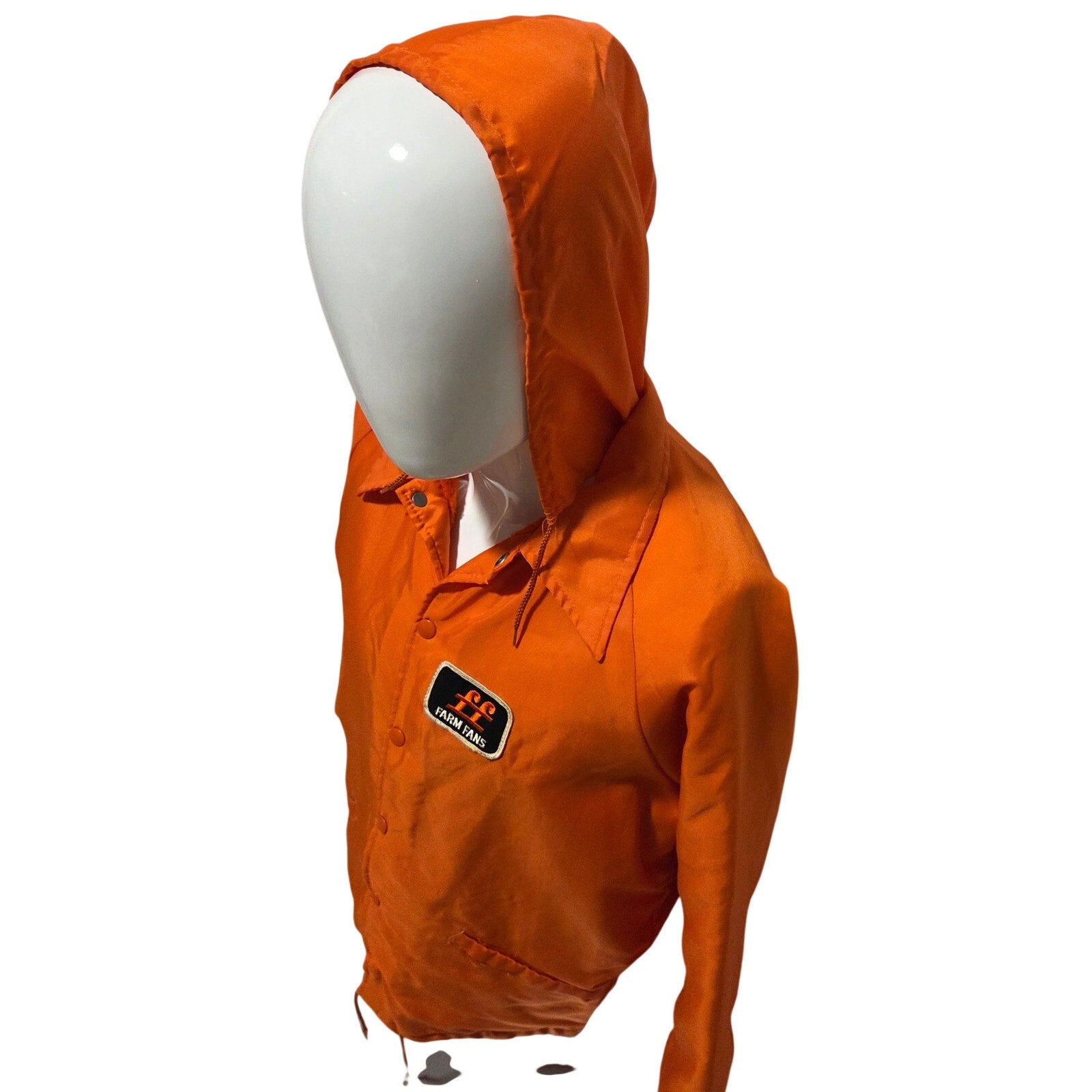 Vintage Swingster Farm Fans Hooded Coach Jacket USA Nylon Mens M Orange