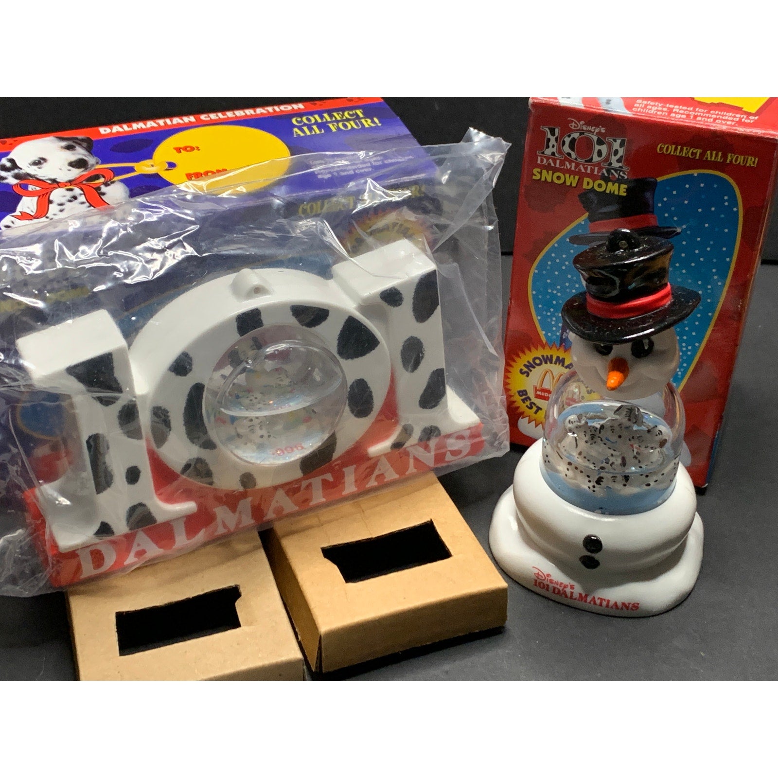 1996 Disney 101 Dalmatians Snow Dome McDonald's Happy Meal Toy Lot of 4 w/Boxes