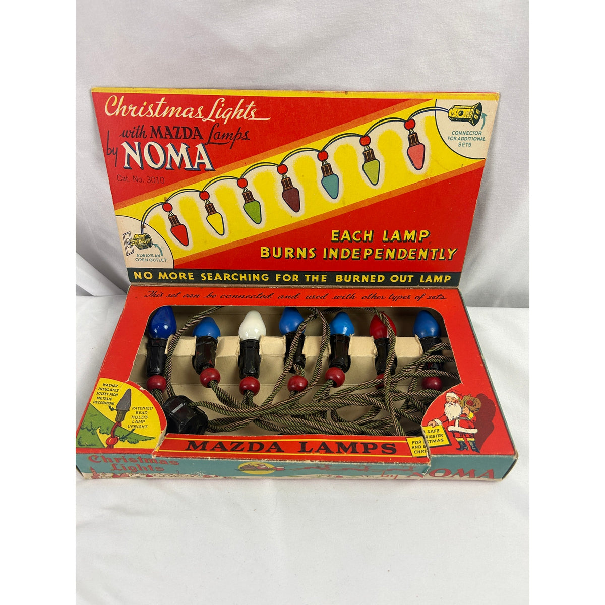 1939 NOMA No 3010 Christmas Lights Mazda C7 Bulbs Original Box Vintage