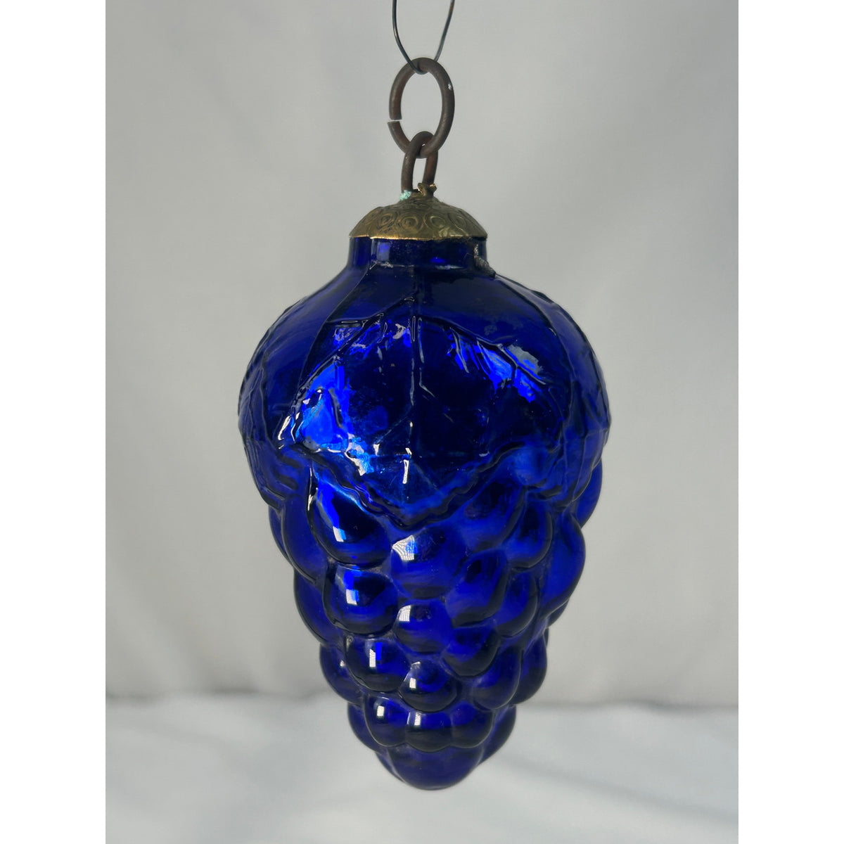 Antique 1800s German Kugel Cobalt Blue Grape Cluster Glass Christmas Ornament 4"